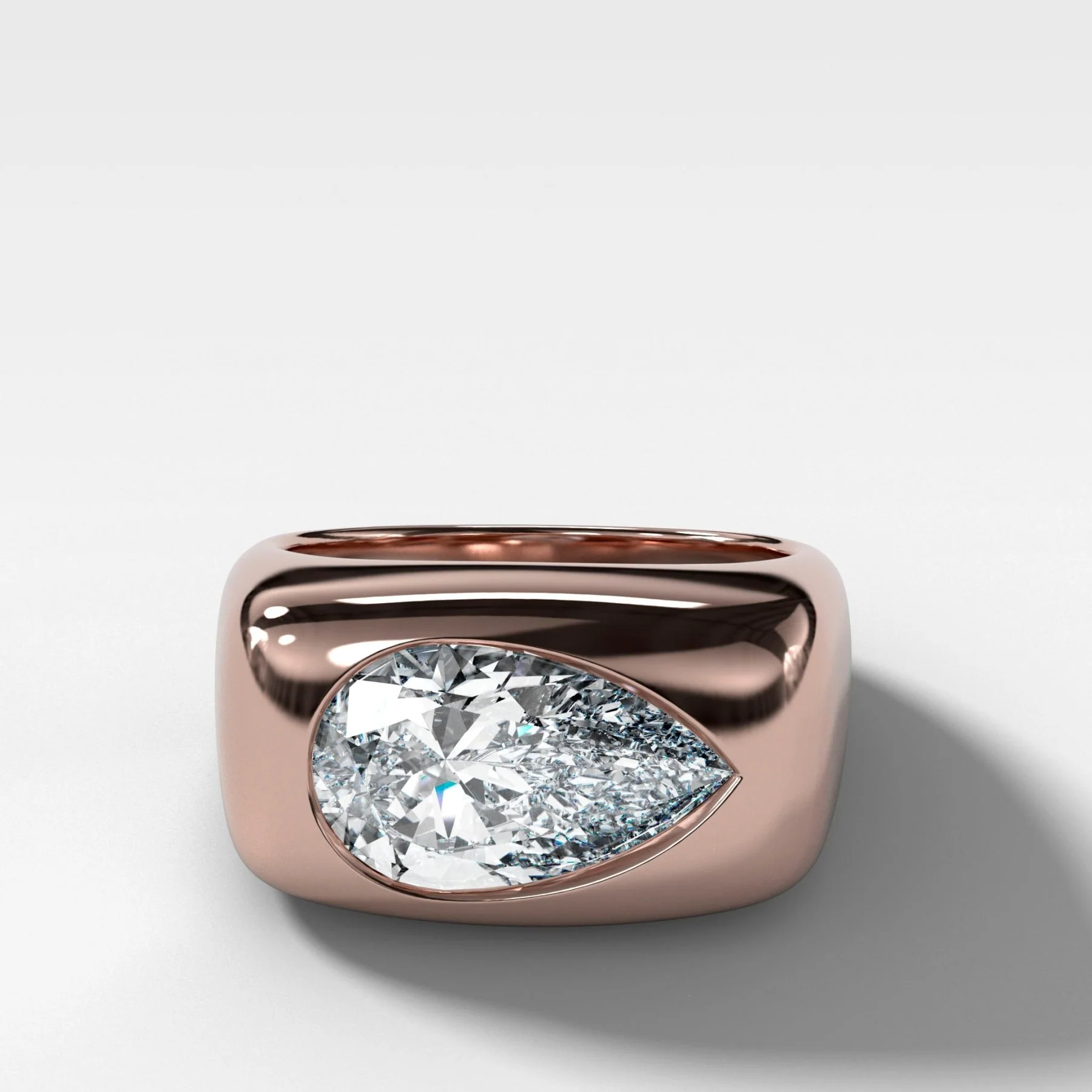 Burnished Solitaire Engagement Ring with Pear Cut Diamond - Image 3