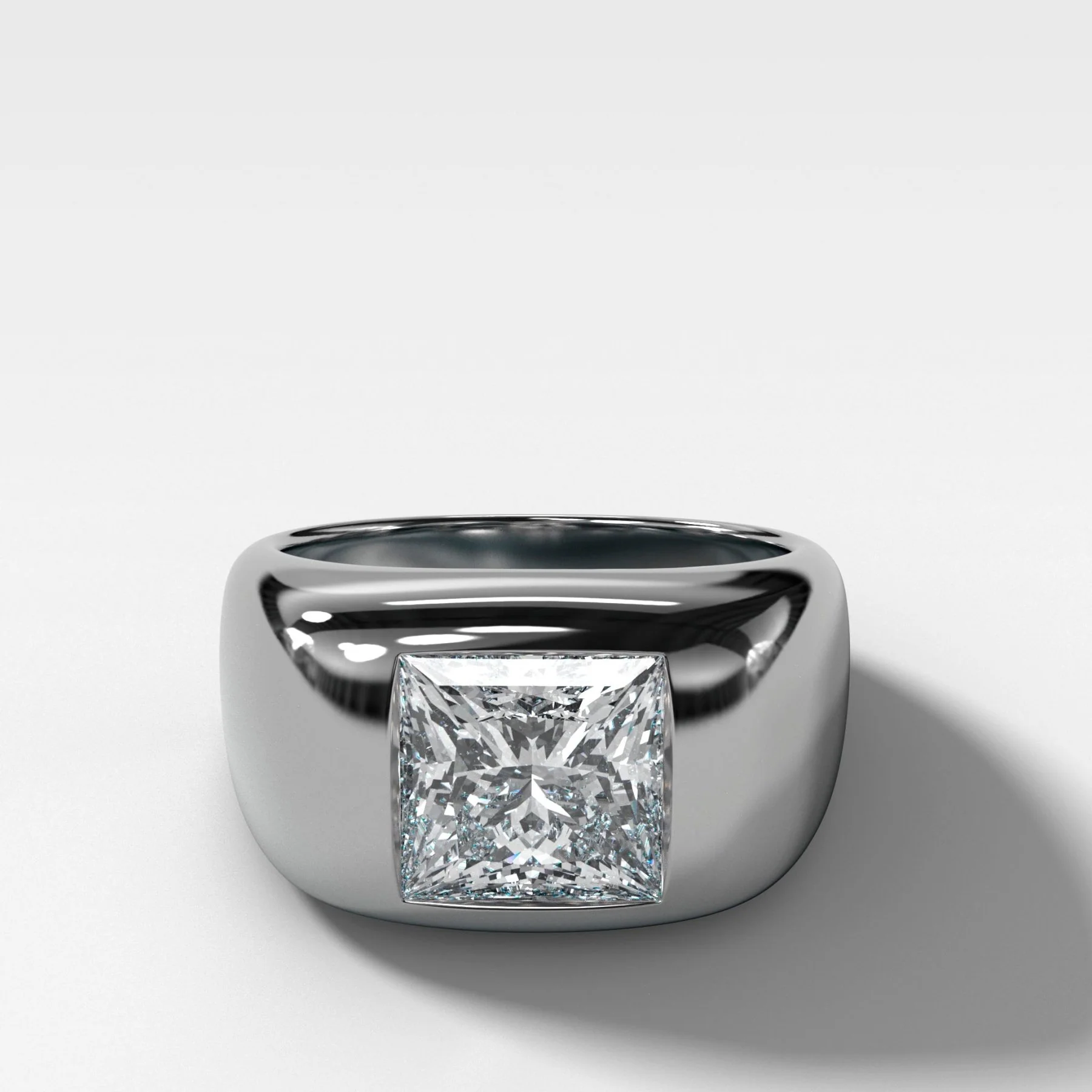 Burnished Solitaire Engagement Ring with Princess Cut Diamond - Image 2