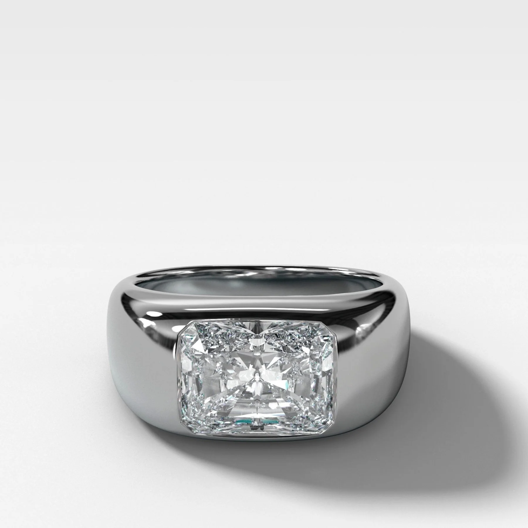 Burnished Solitaire Engagement Ring with Radiant Cut Diamond - Image 2