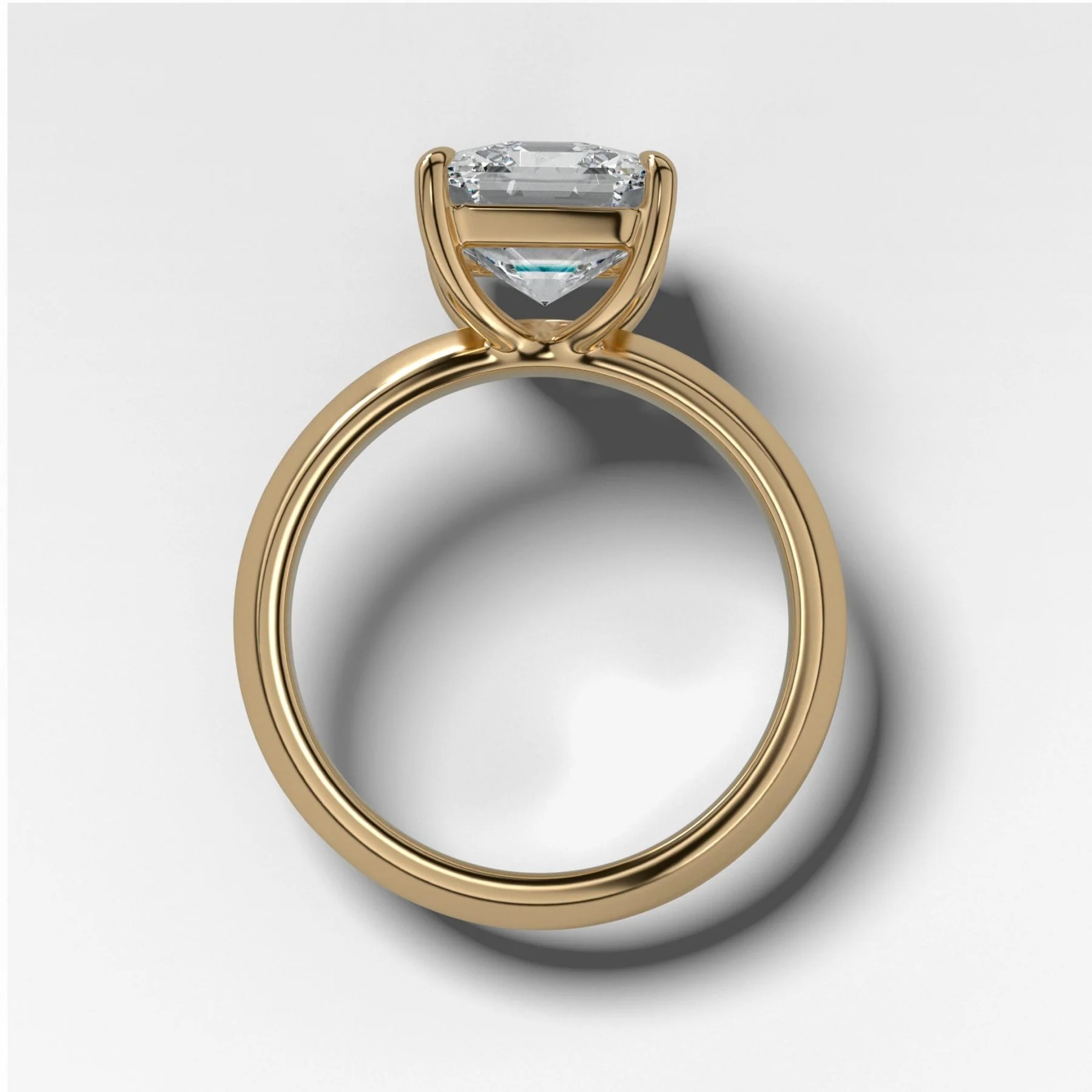 Butter Knife Solitaire Engagement Ring With Asscher Cut Diamond - Image 2