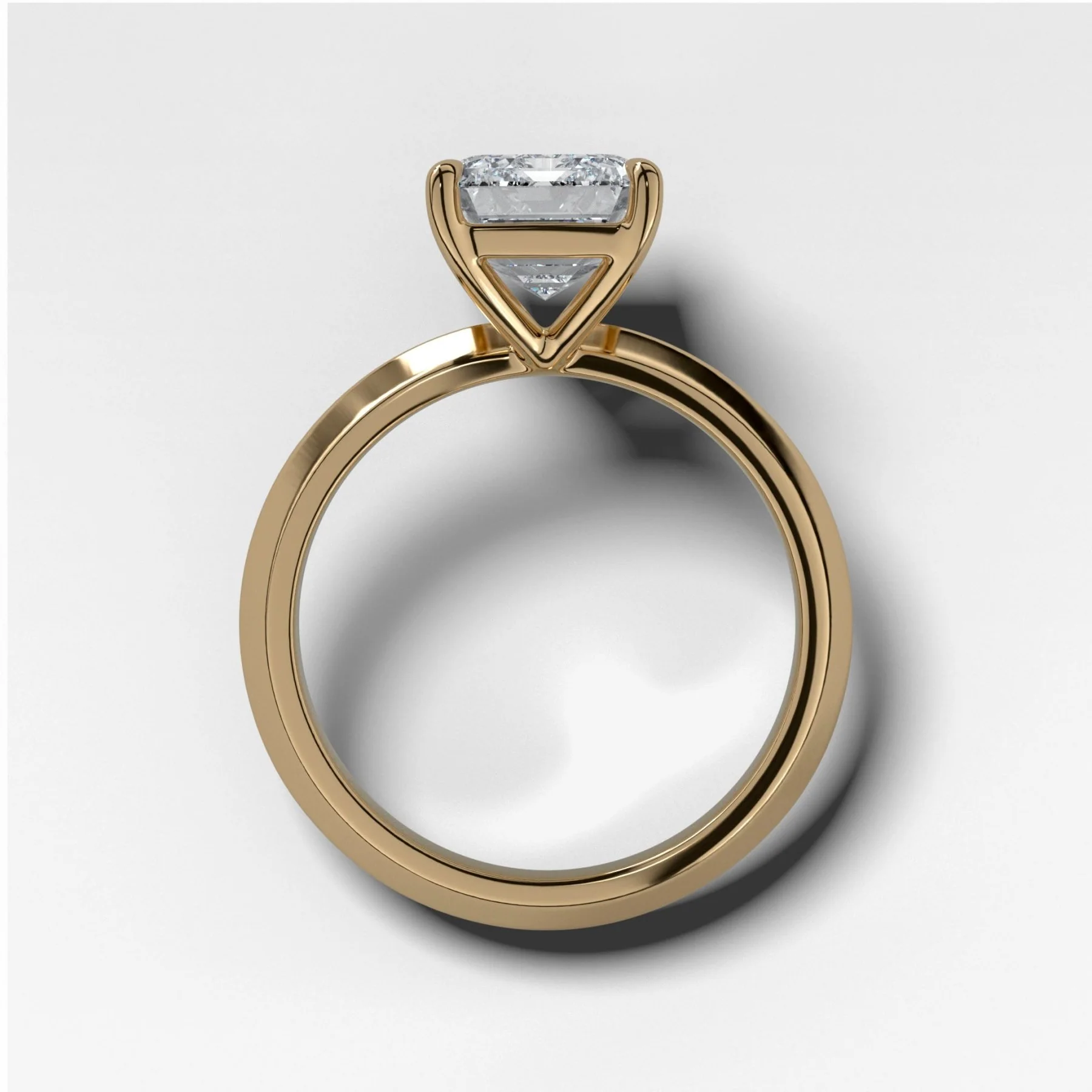 Butter Knife Solitaire Engagement Ring With Emerald Cut Diamond - Image 2