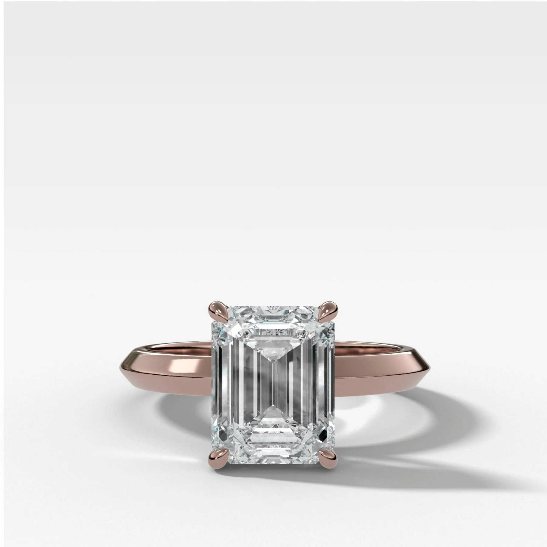 Butter Knife Solitaire Engagement Ring With Emerald Cut Diamond - Image 4