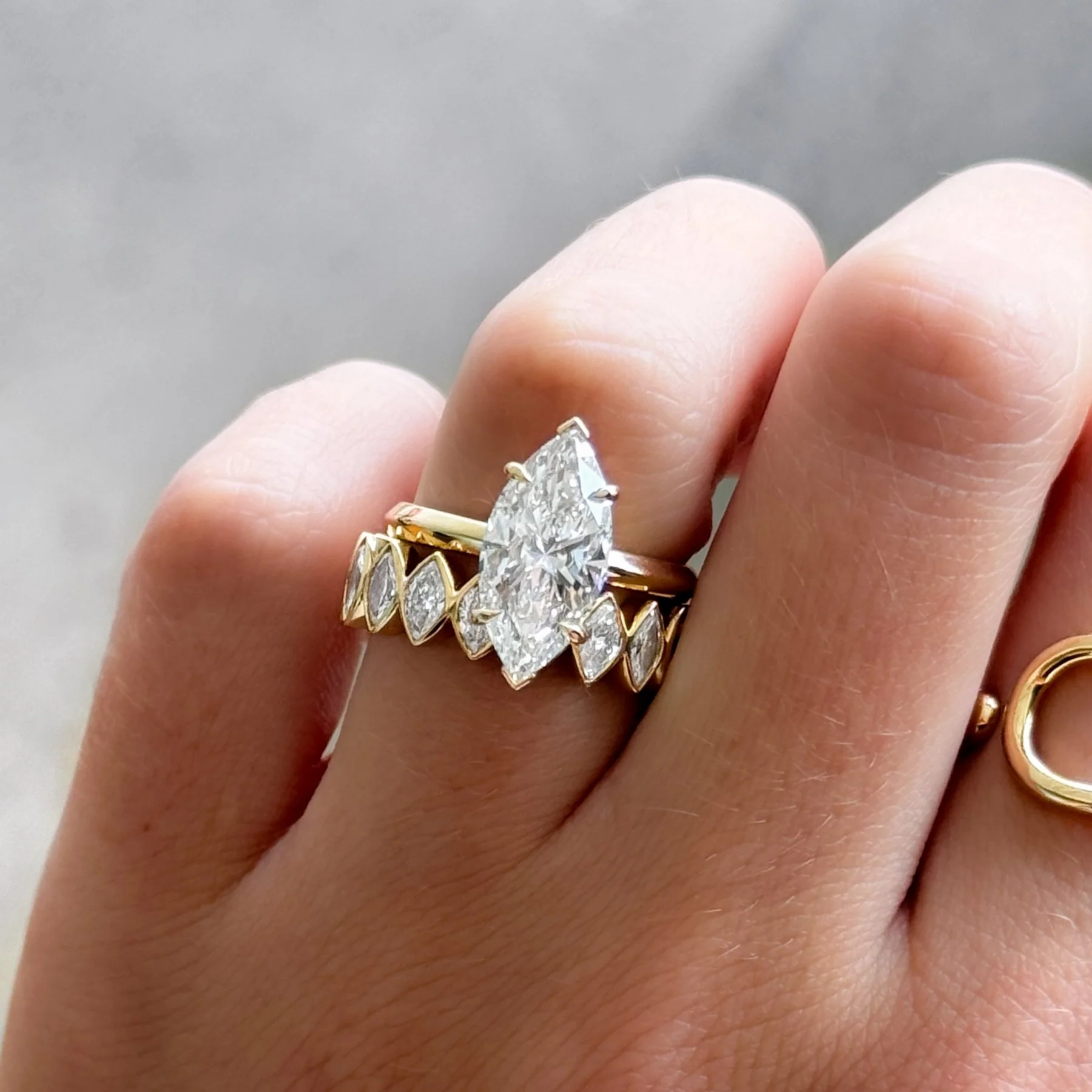 Butter Knife Solitaire Engagement Ring With Marquise Cut Diamond - Image 6