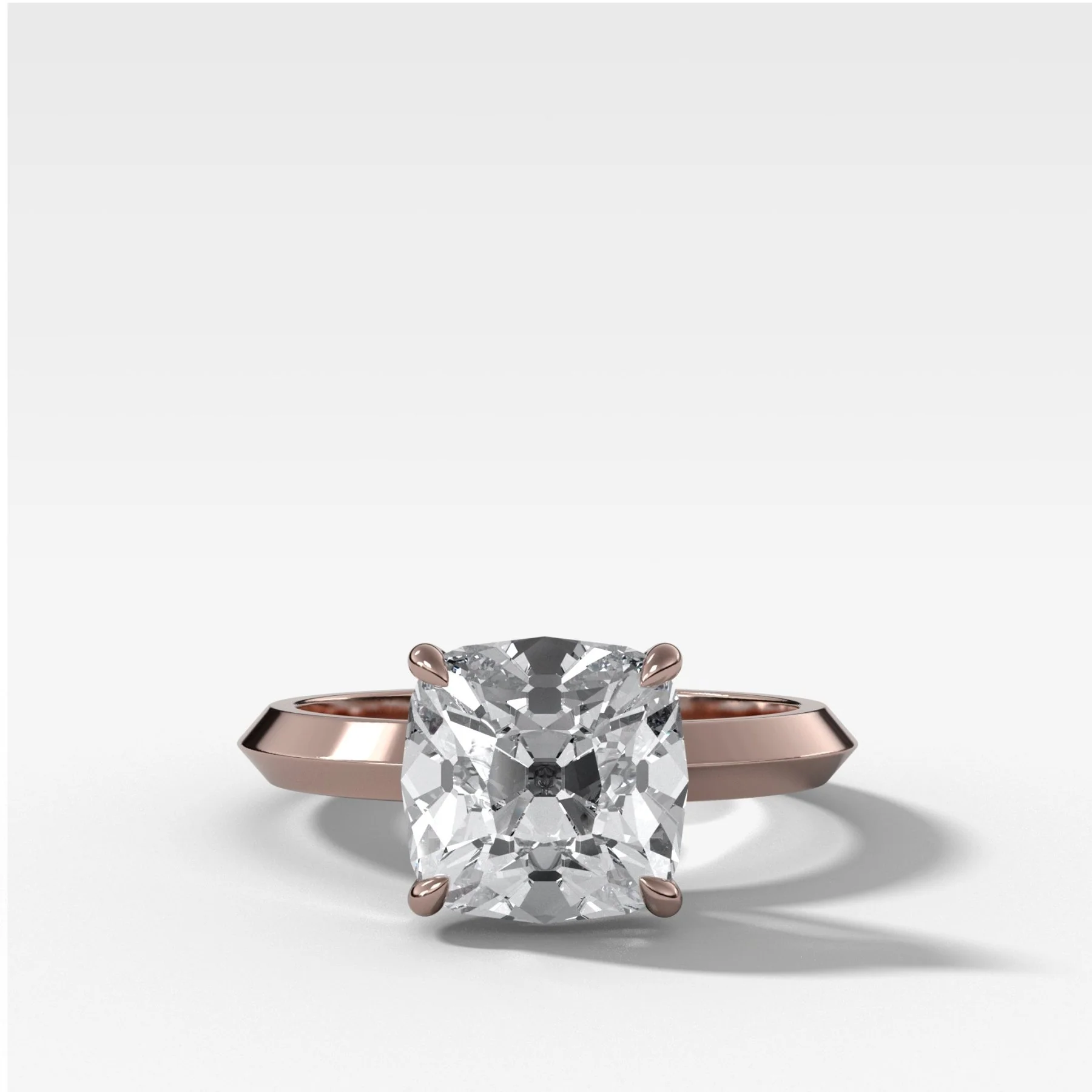 Butter Knife Solitaire Engagement Ring With Old Mine Cut Diamond - Image 4