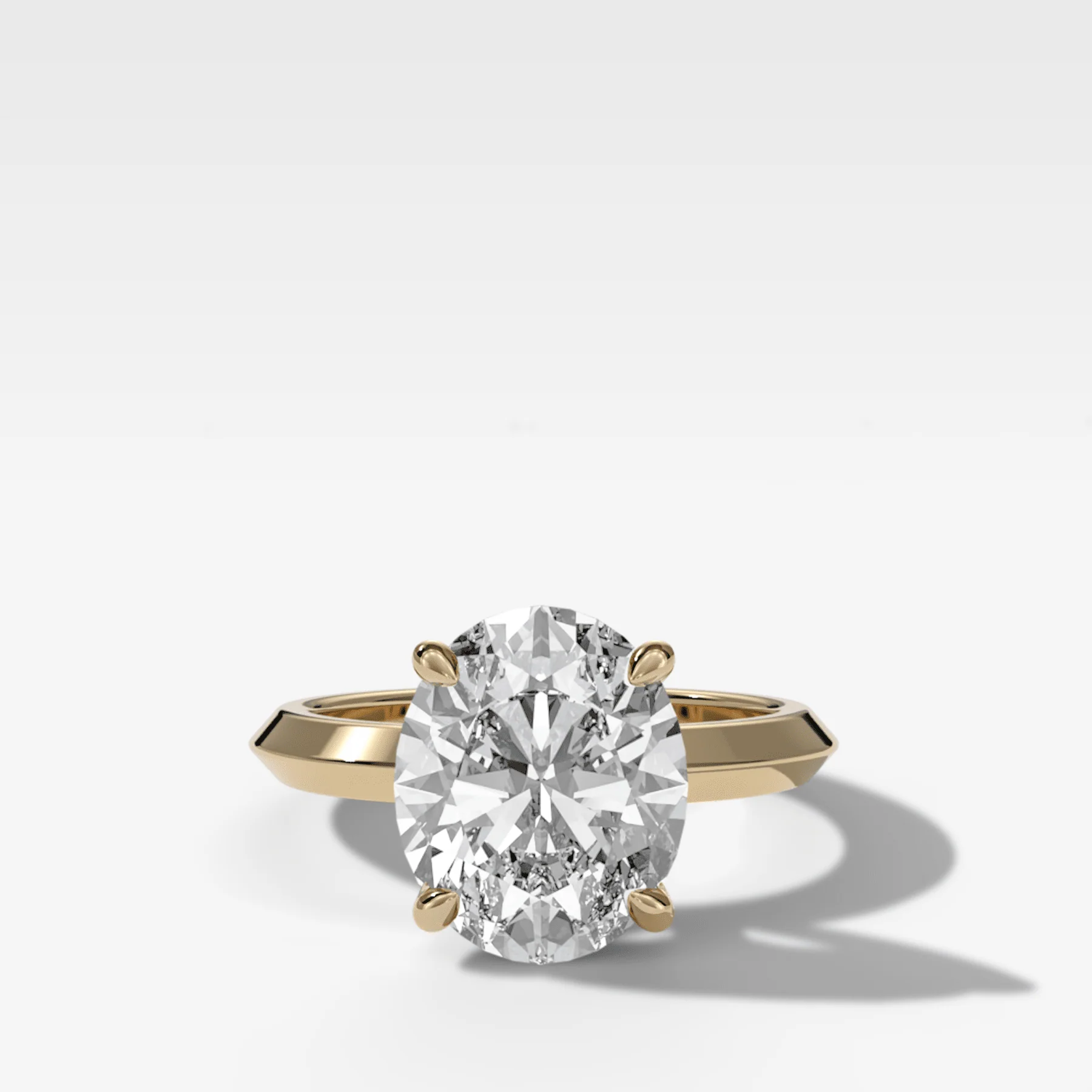 Butter Knife Solitaire Engagement Ring With Oval Cut Diamond