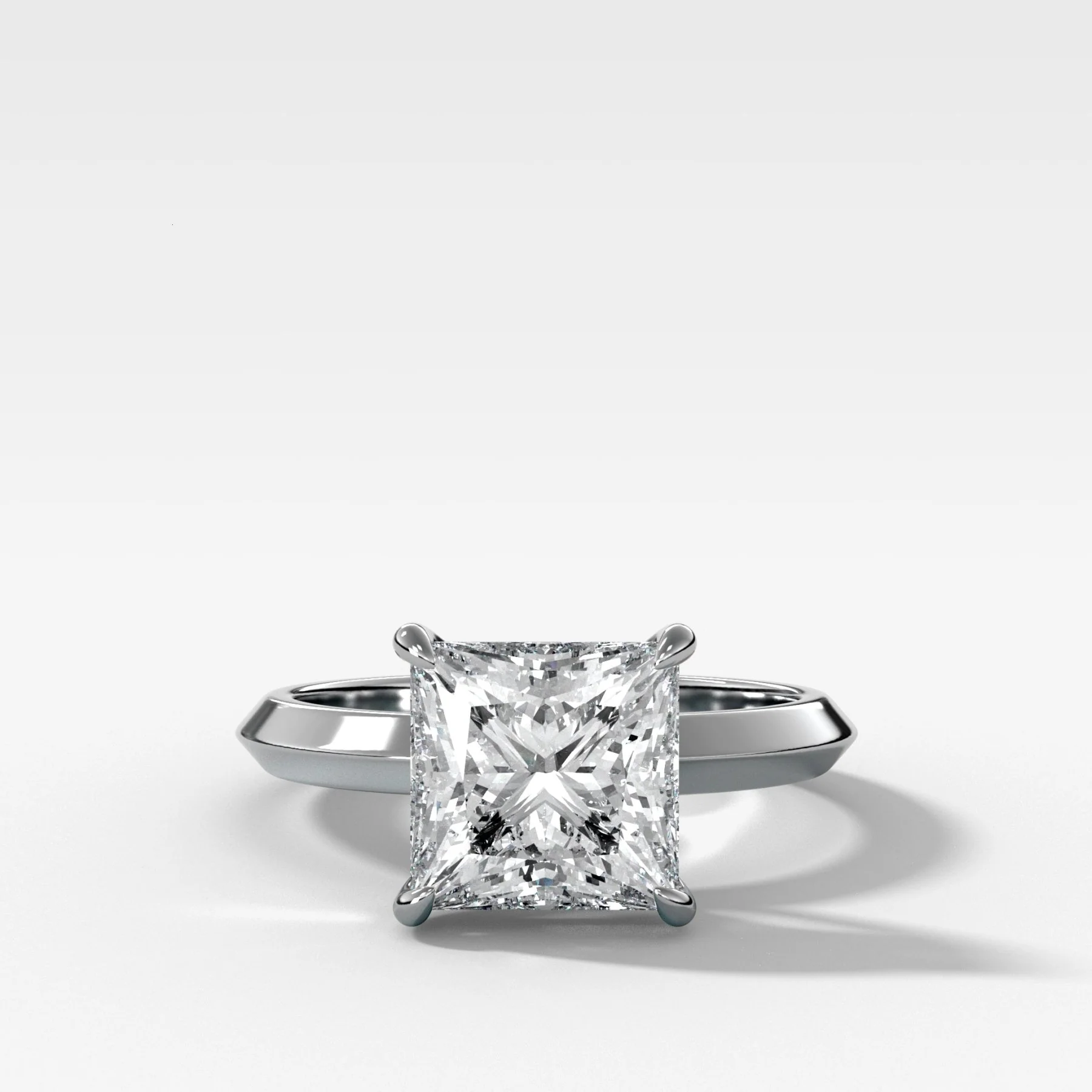 Butter Knife Solitaire Engagement Ring With Princess Cut Diamond - Image 3