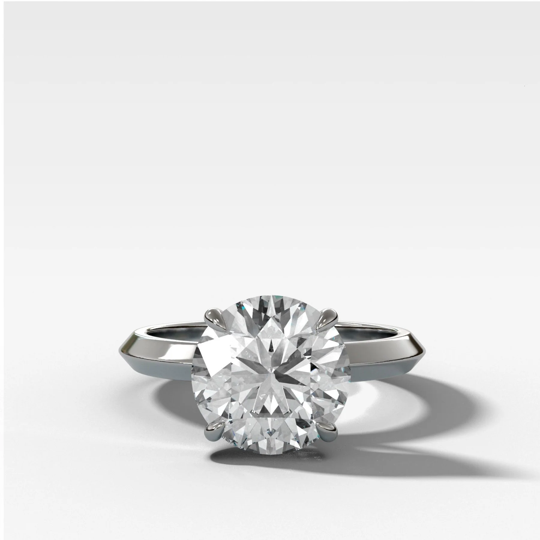Butter Knife Solitaire Engagement Ring With Round Cut Diamond - Image 4