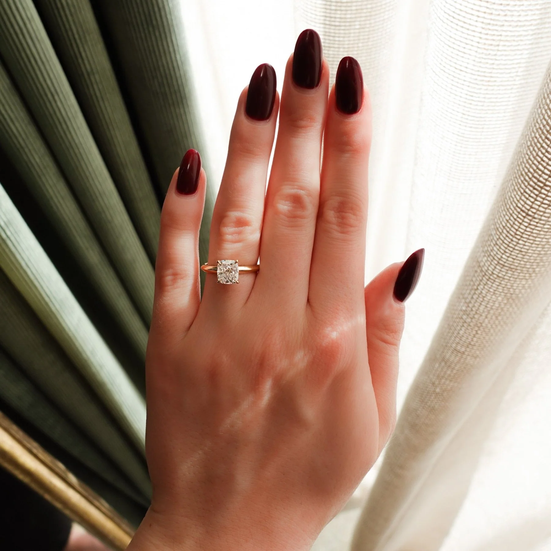 Butter Knife Solitaire Engagement Ring With Square Cushion Cut Diamond - Image 3