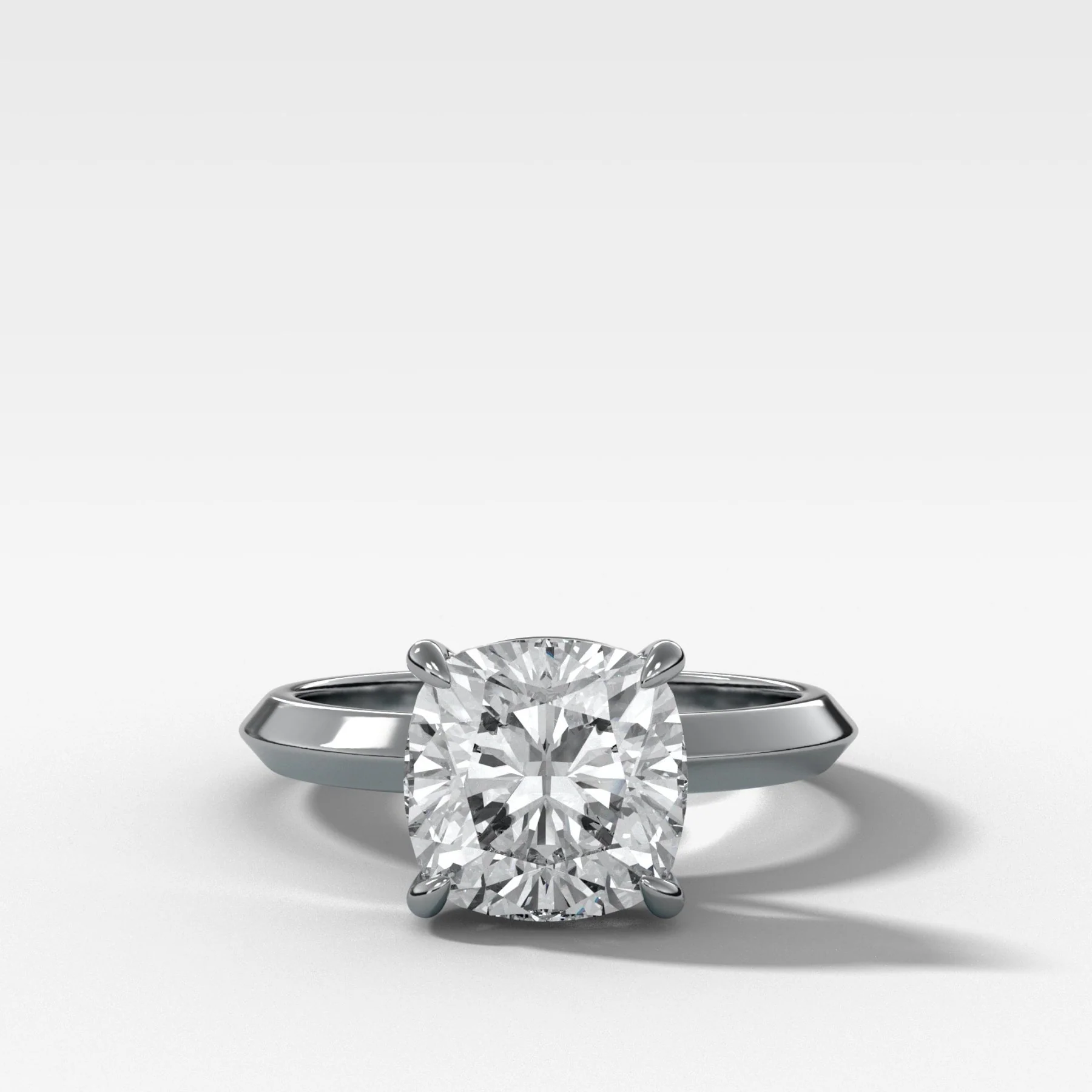 Butter Knife Solitaire Engagement Ring With Square Cushion Cut Diamond - Image 4