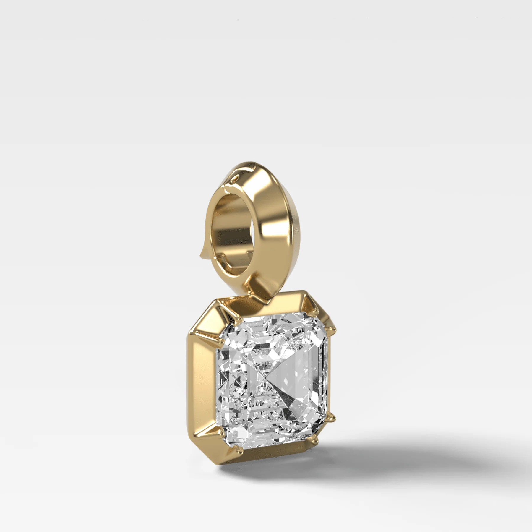 Button Back Asscher Attachable Diamond Pendant - Image 2