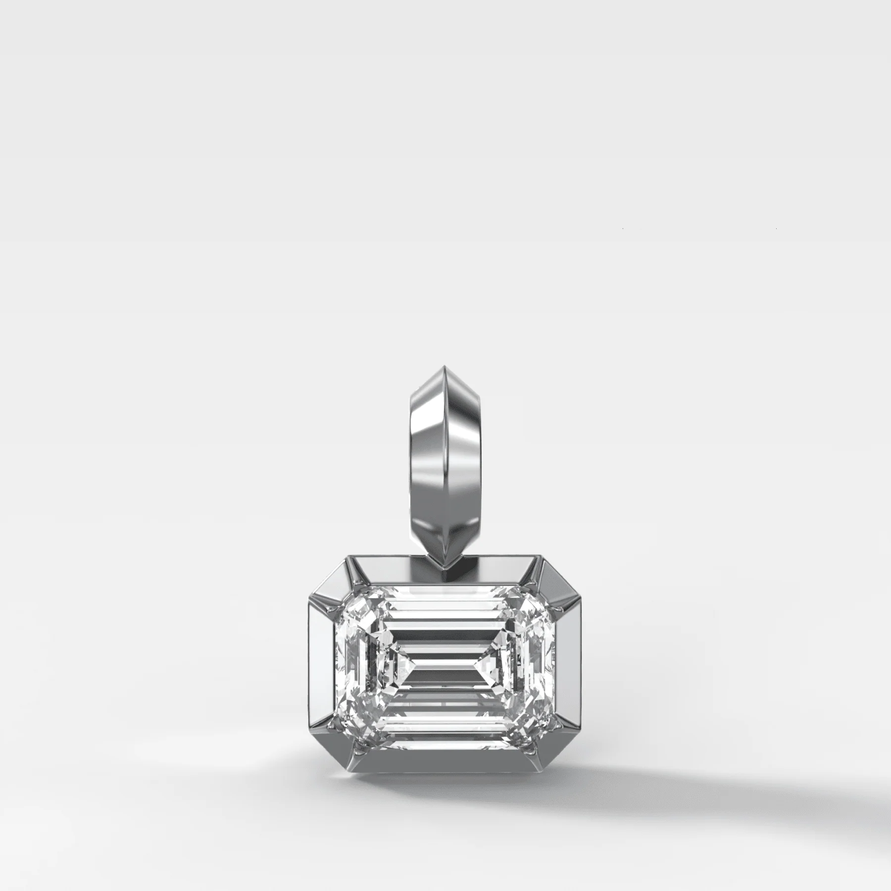 Button Back East West Emerald Attachable Diamond Pendant - Image 3