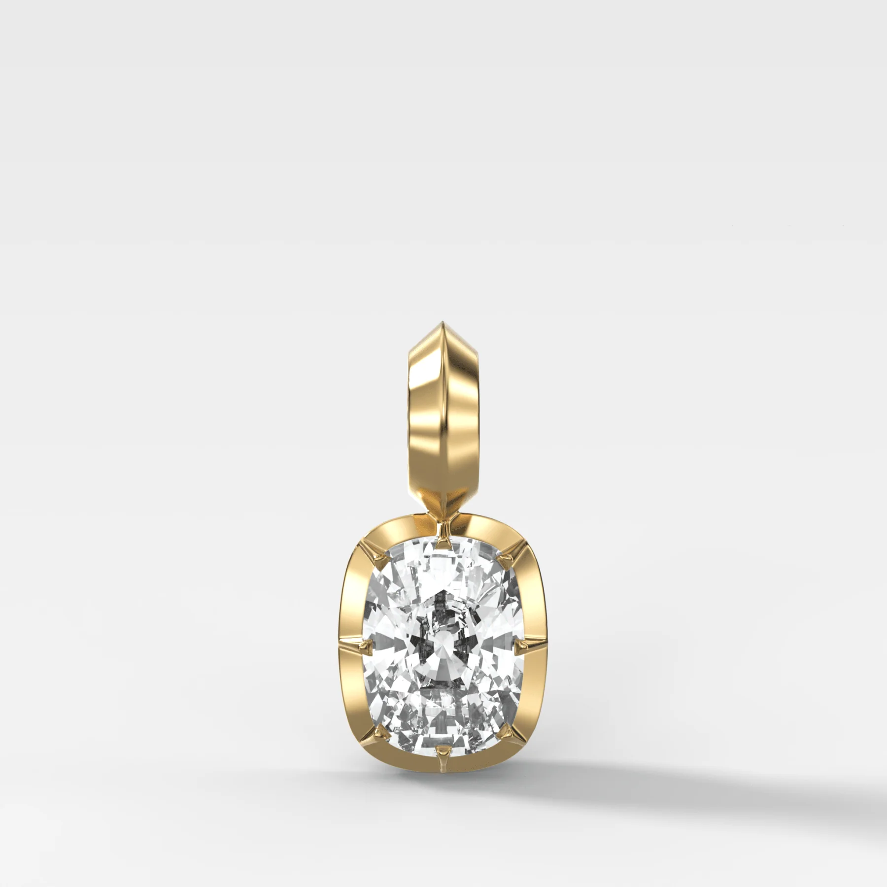 Button Back Elongated Cushion Attachable Diamond Pendant