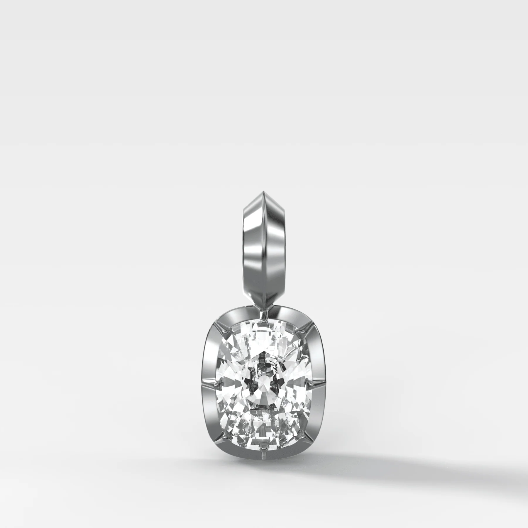 Button Back Elongated Cushion Attachable Diamond Pendant - Image 3
