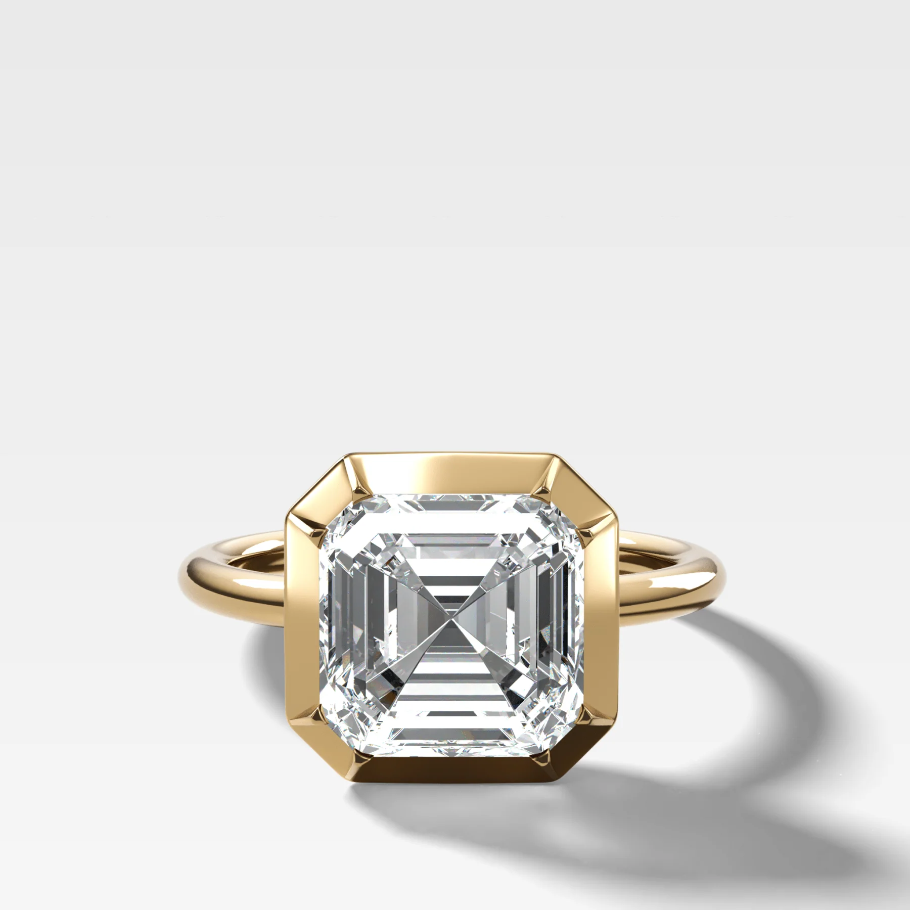 Button Back Engagement Ring set with 3.21ct Lab Grown Asscher Cut Diamond