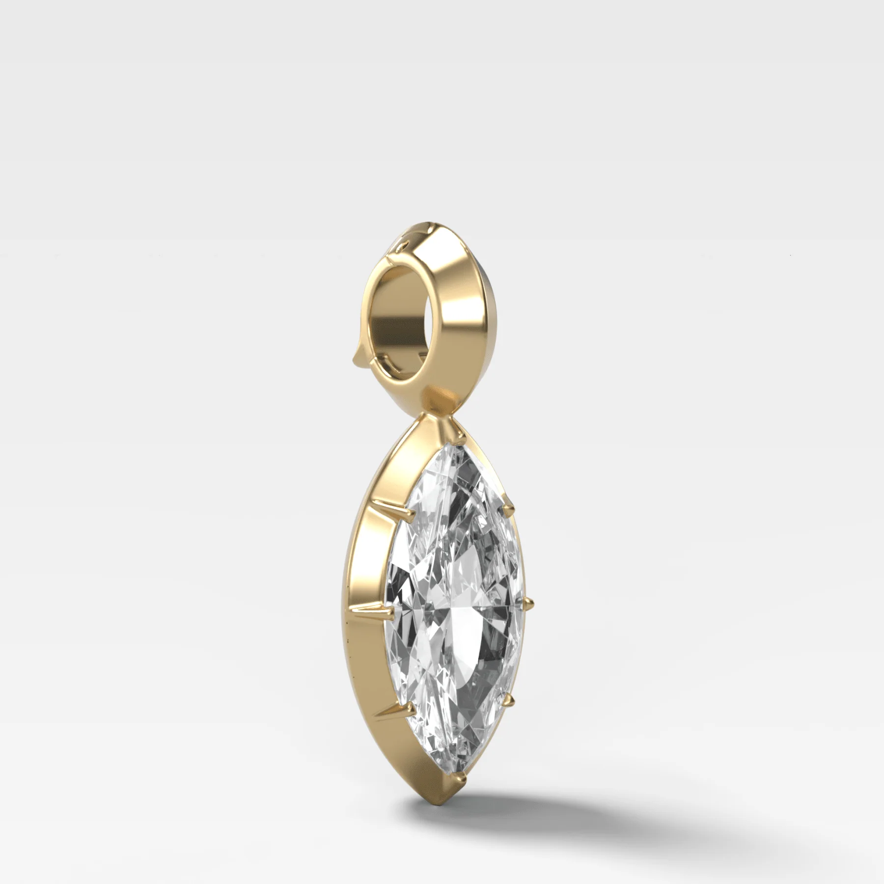 Button Back Marquise Attachable Diamond Pendant - Image 2