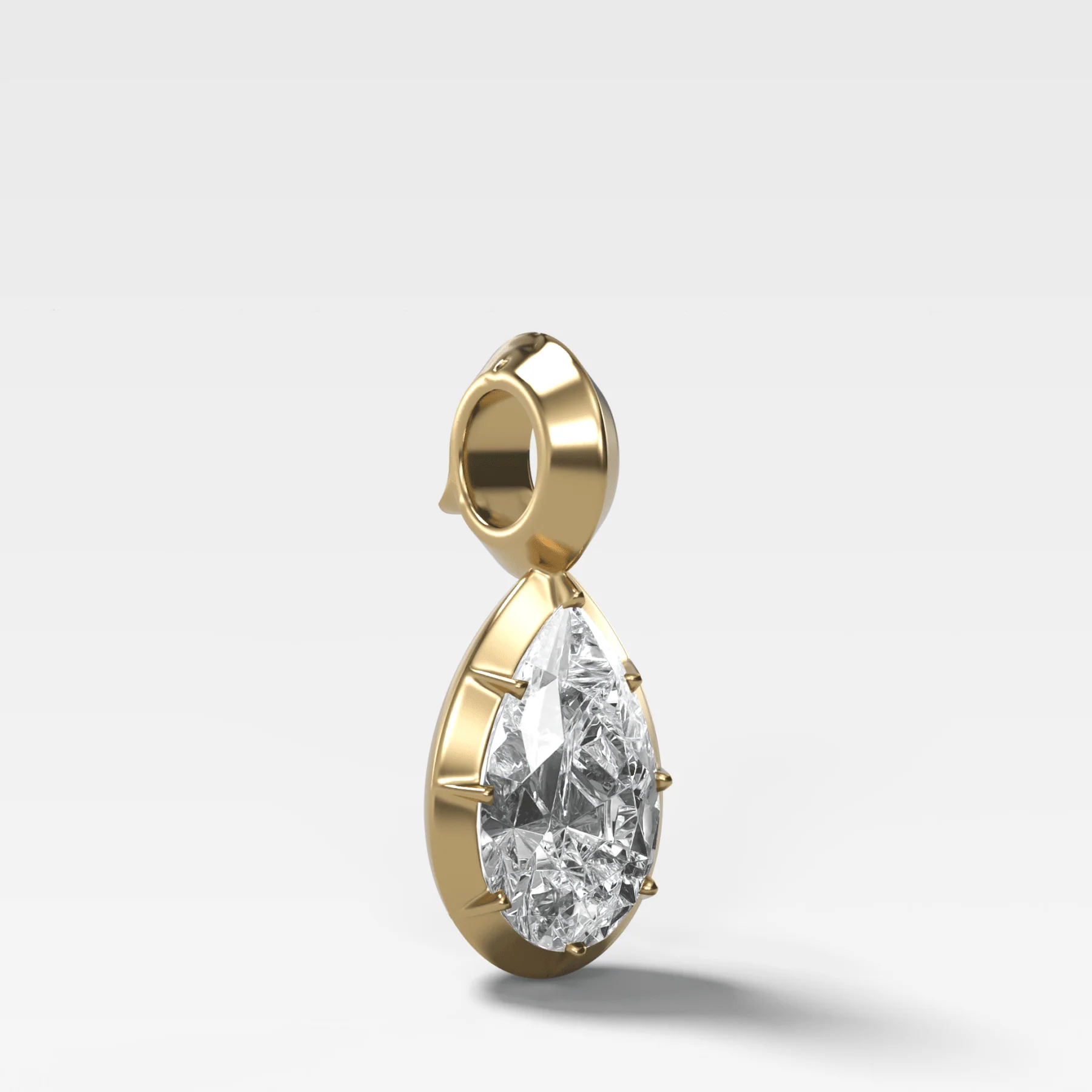 Button Back Pear Attachable Diamond Pendant - Image 2