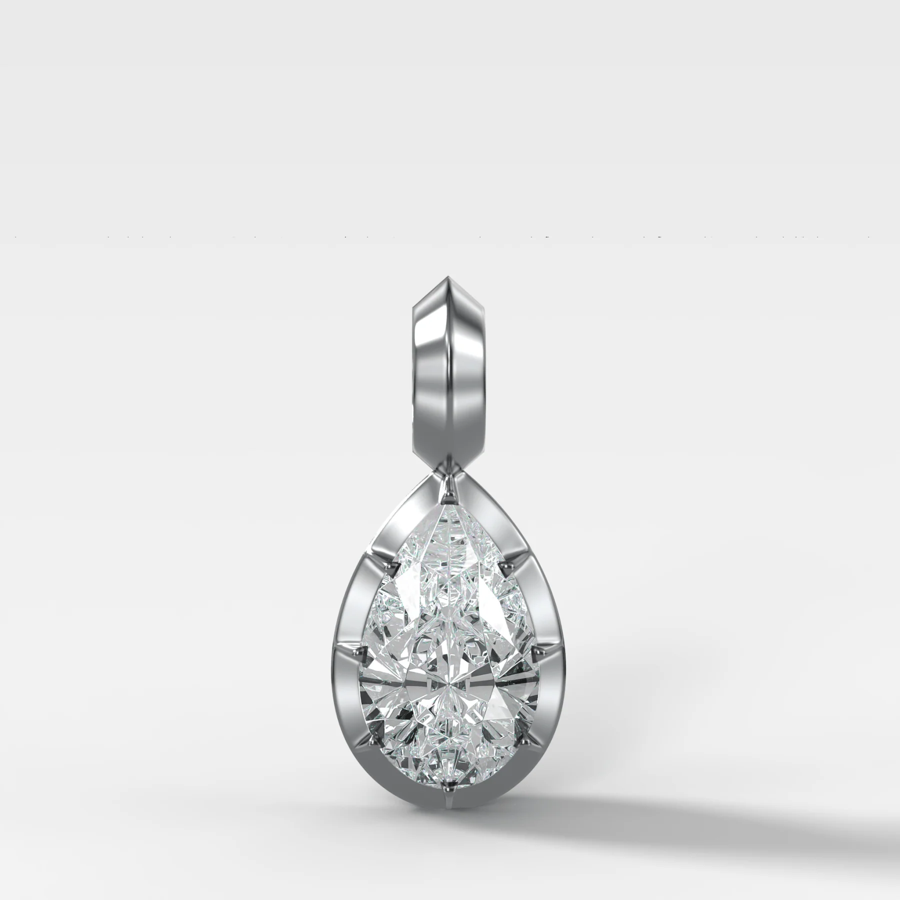Button Back Pear Attachable Diamond Pendant - Image 3