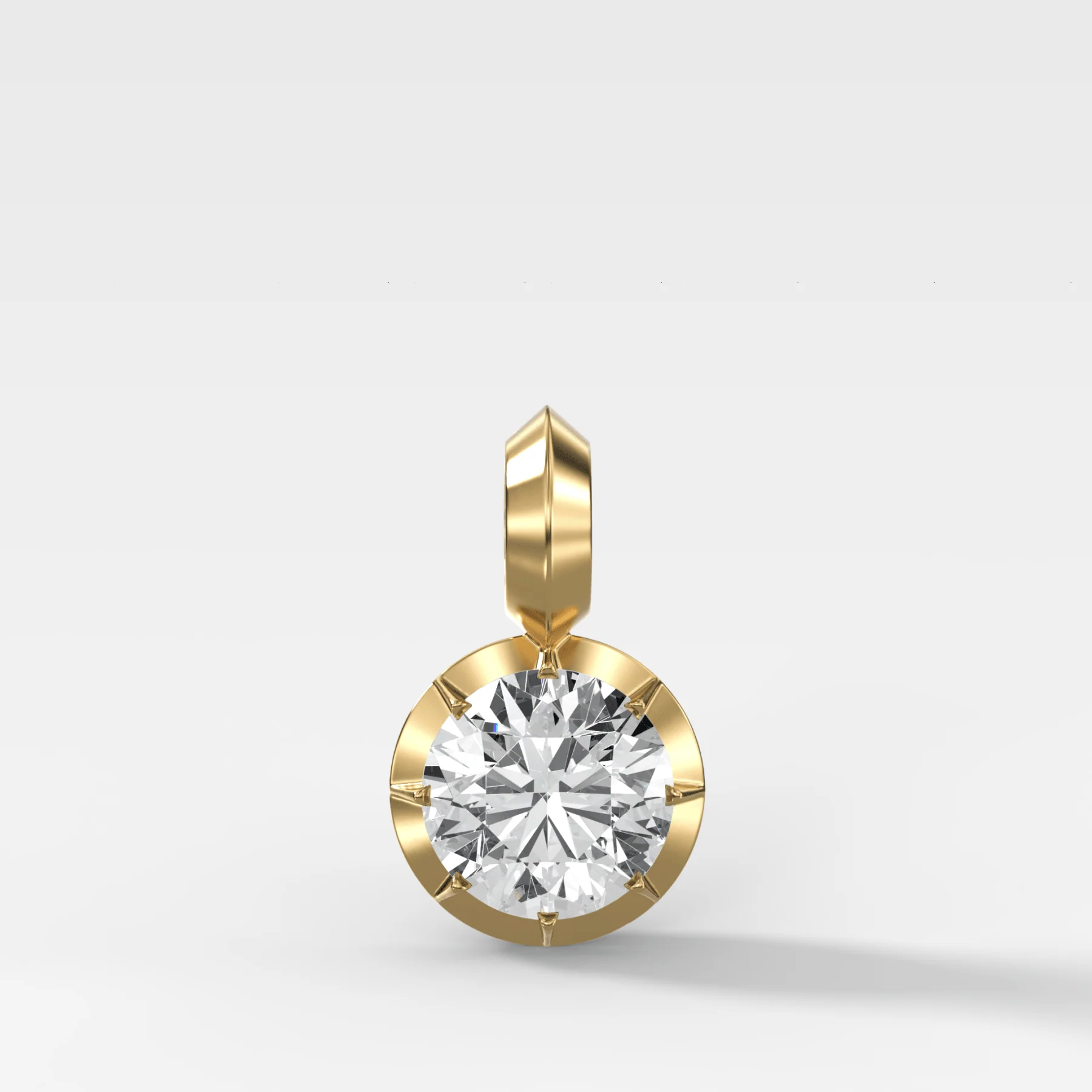 Button Back Round Attachable Diamond Pendant