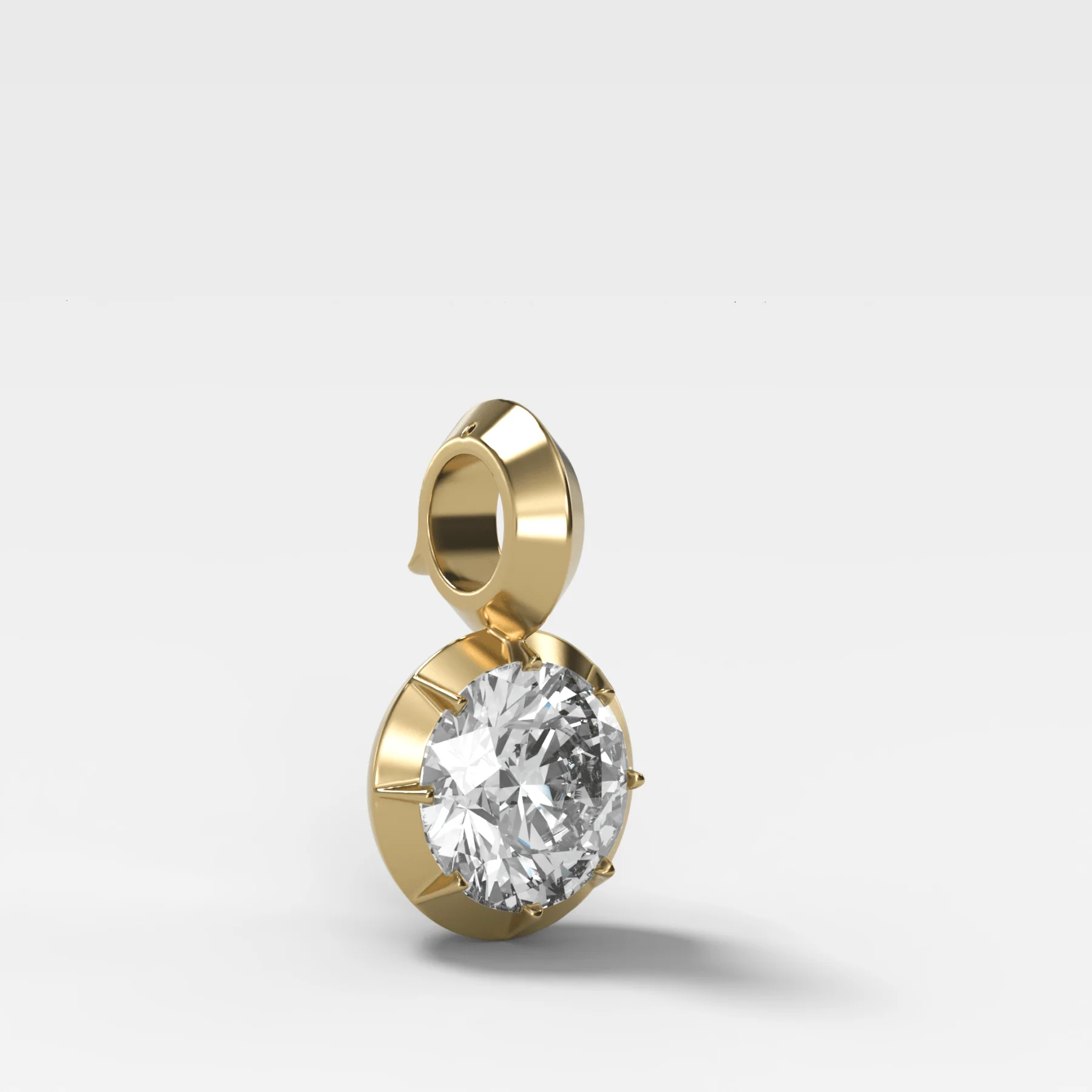 Button Back Round Attachable Diamond Pendant - Image 2
