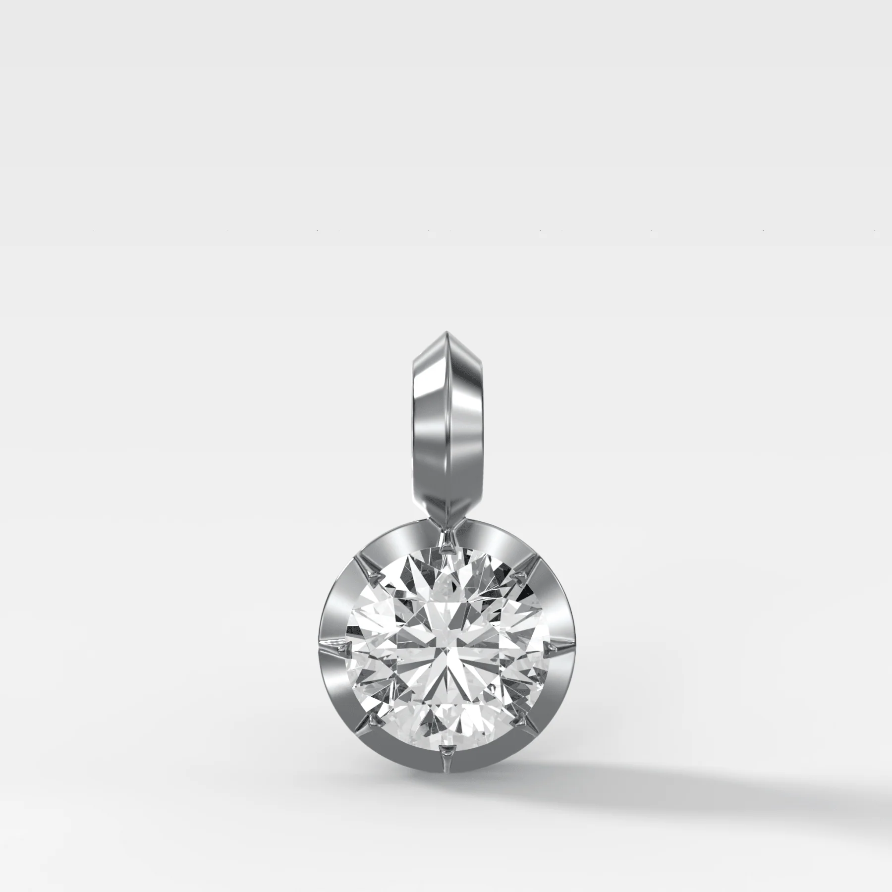 Button Back Round Attachable Diamond Pendant - Image 3
