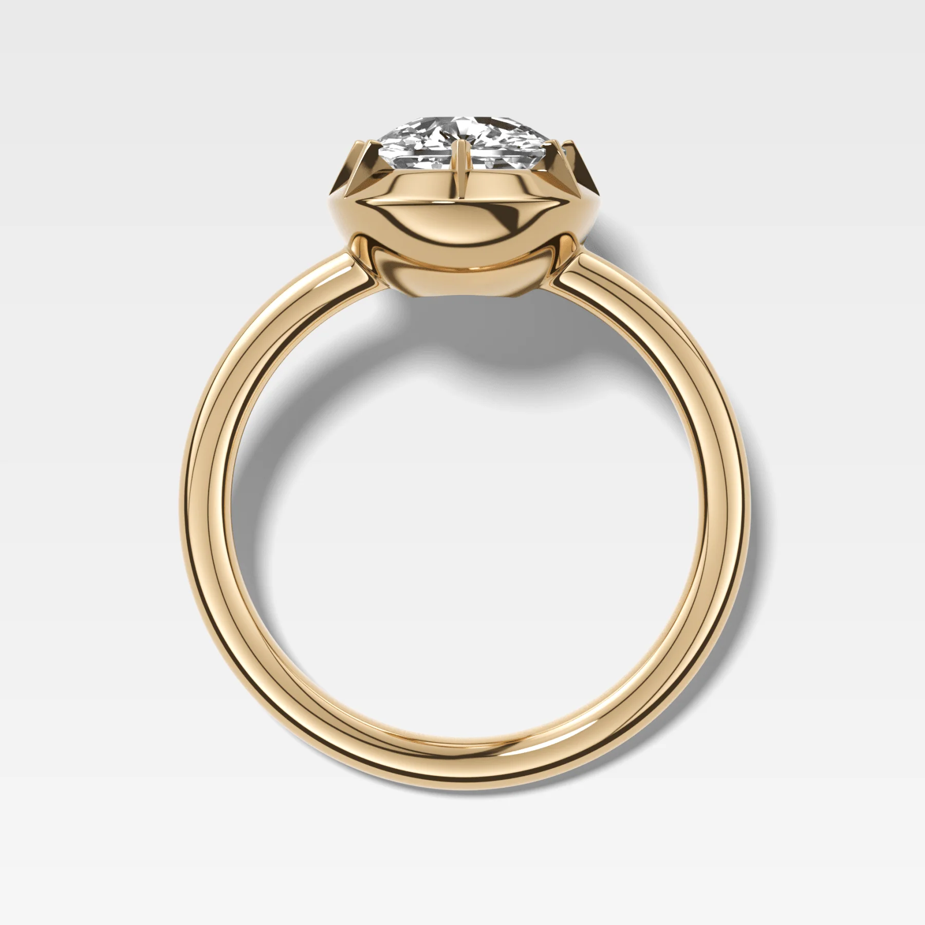 Button Back Solitaire Engagement Ring With an Elongated Cushion Cut Diamond - Image 2