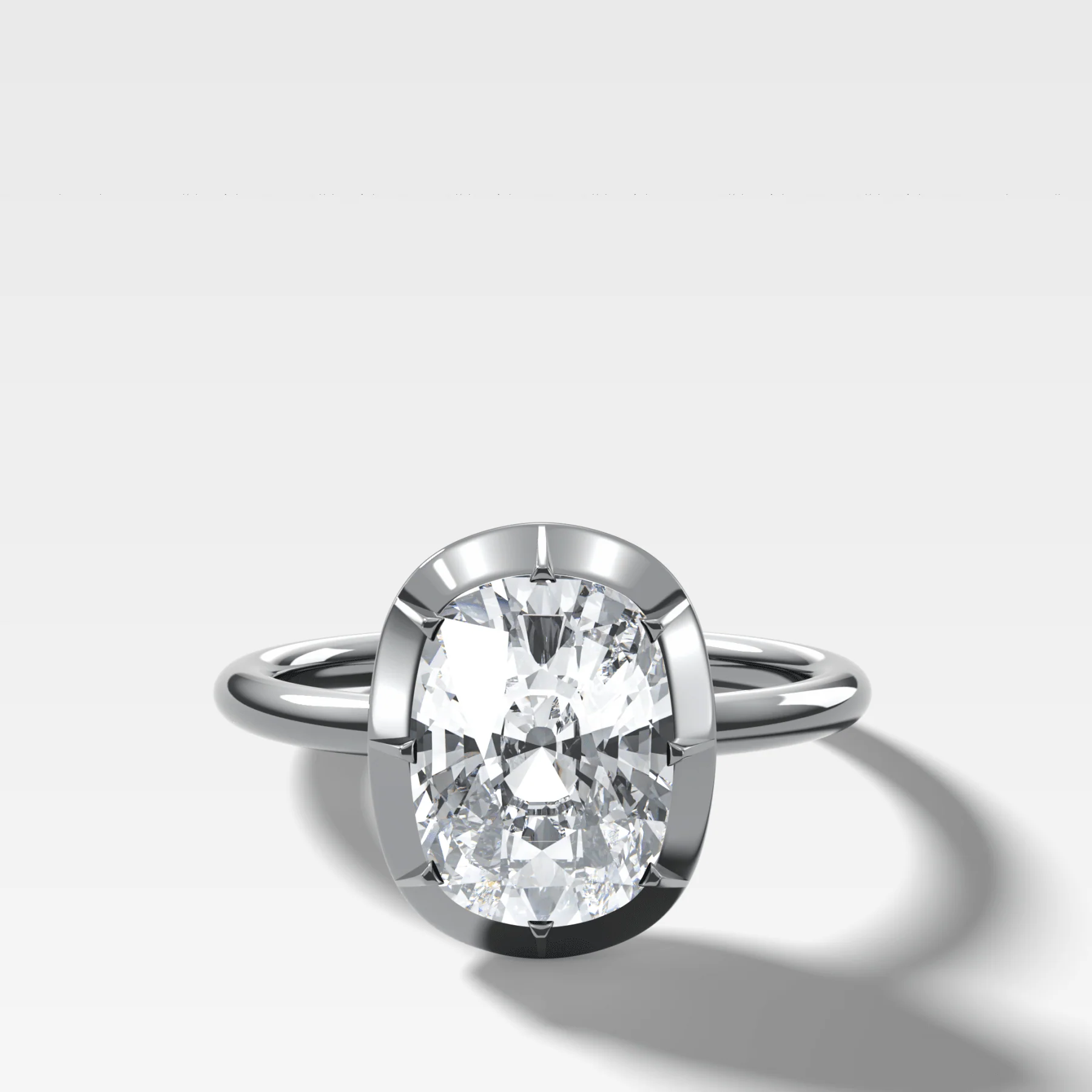 Button Back Solitaire Engagement Ring With an Elongated Cushion Cut Diamond - Image 3