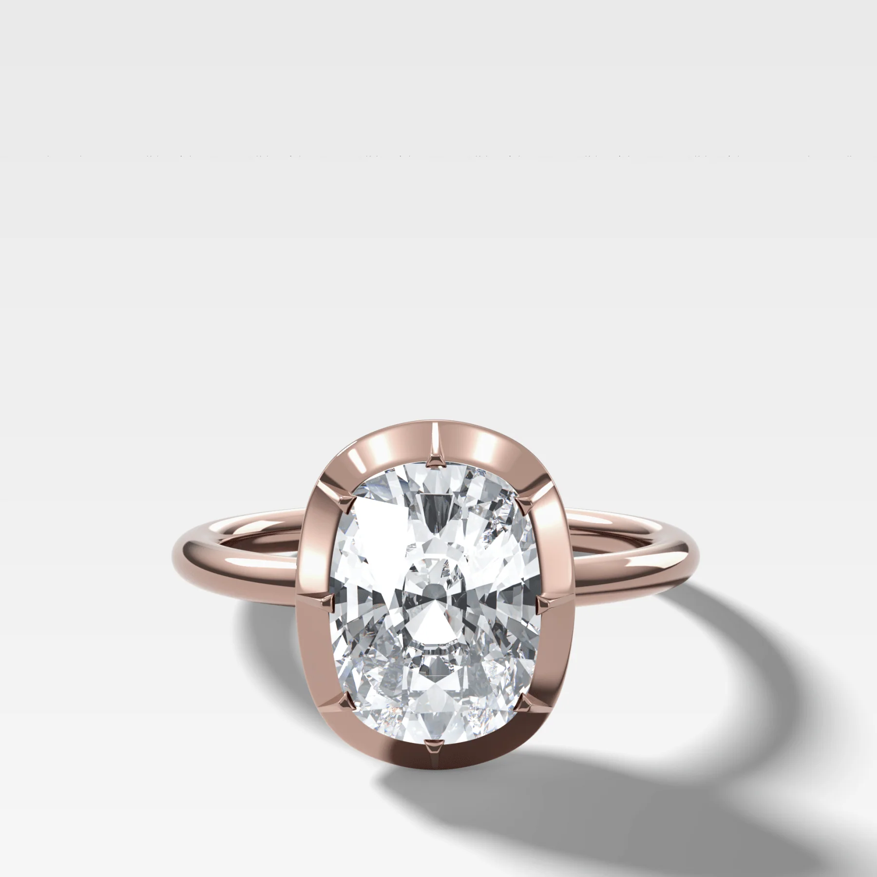 Button Back Solitaire Engagement Ring With an Elongated Cushion Cut Diamond - Image 4