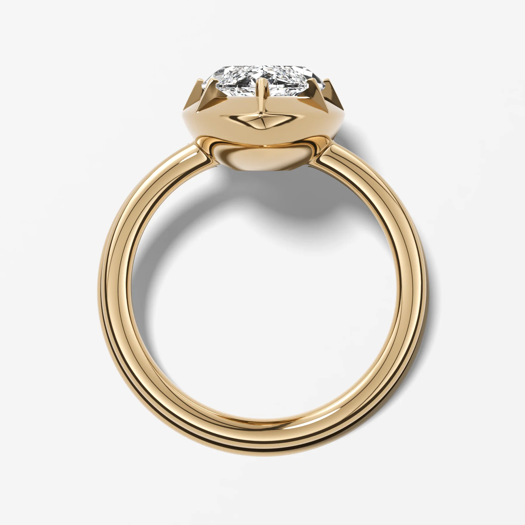 Button Back Solitaire Engagement Ring With a Marquise Cut Diamond - Image 2