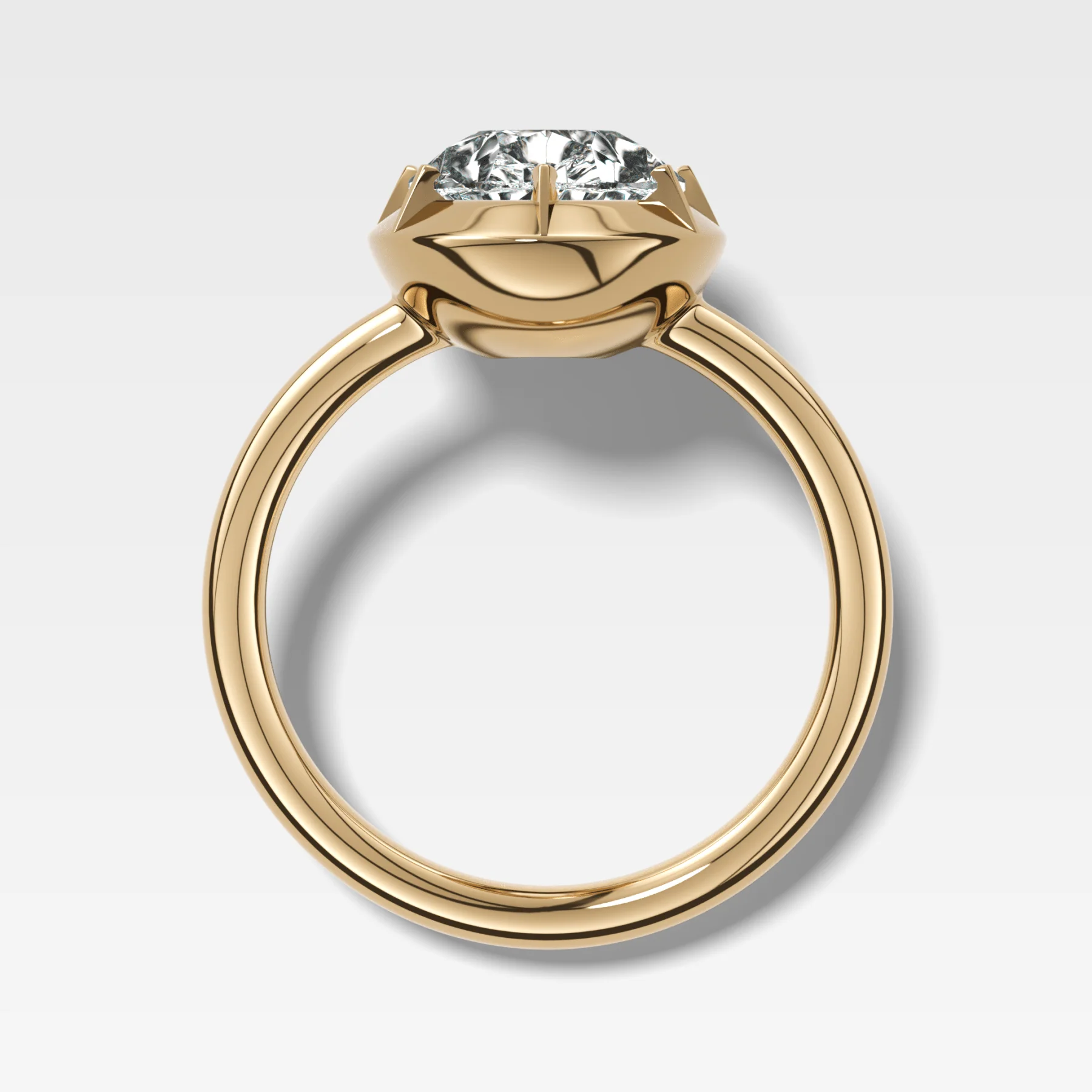 Button Back Solitaire Engagement Ring With a Pear Cut Diamond - Image 2
