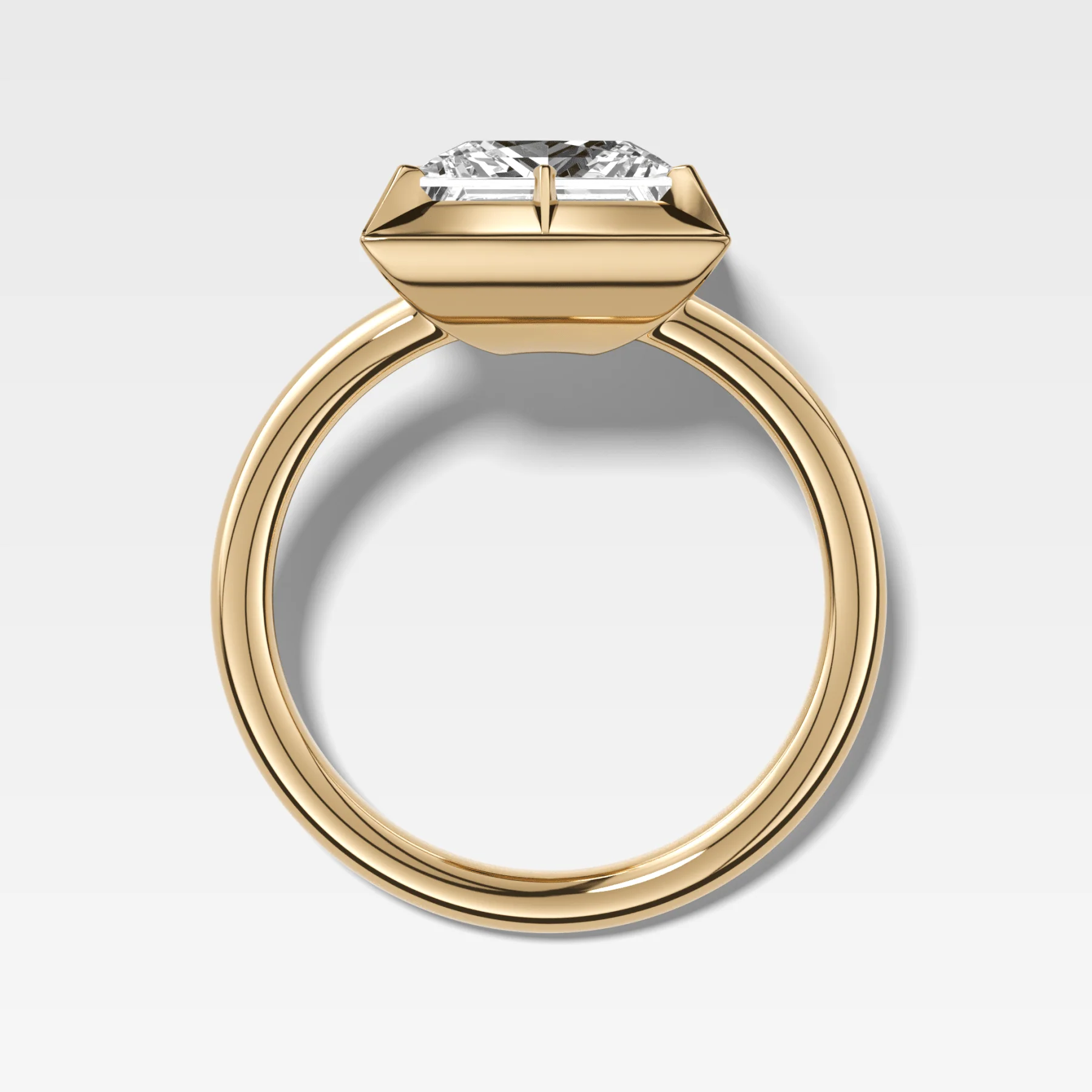 Button Back Solitaire Engagement Ring With a Princess Cut Diamond - Image 2