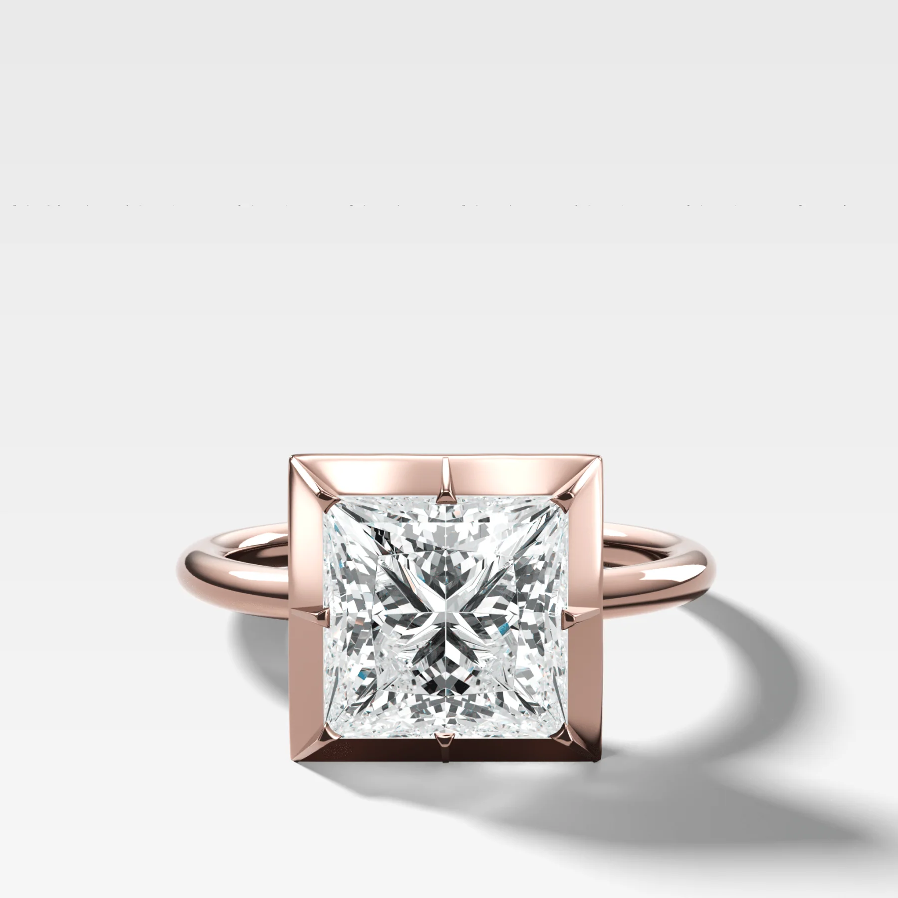 Button Back Solitaire Engagement Ring With a Princess Cut Diamond - Image 4