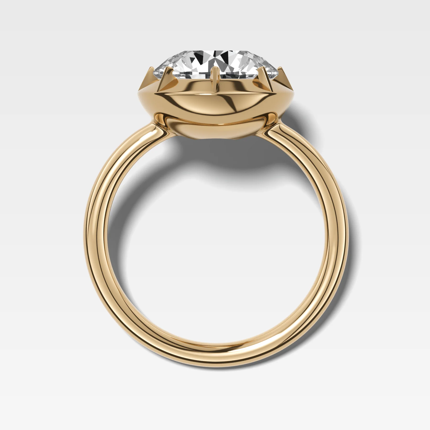 Button Back Solitaire Engagement Ring With a Round Cut Diamond - Image 2