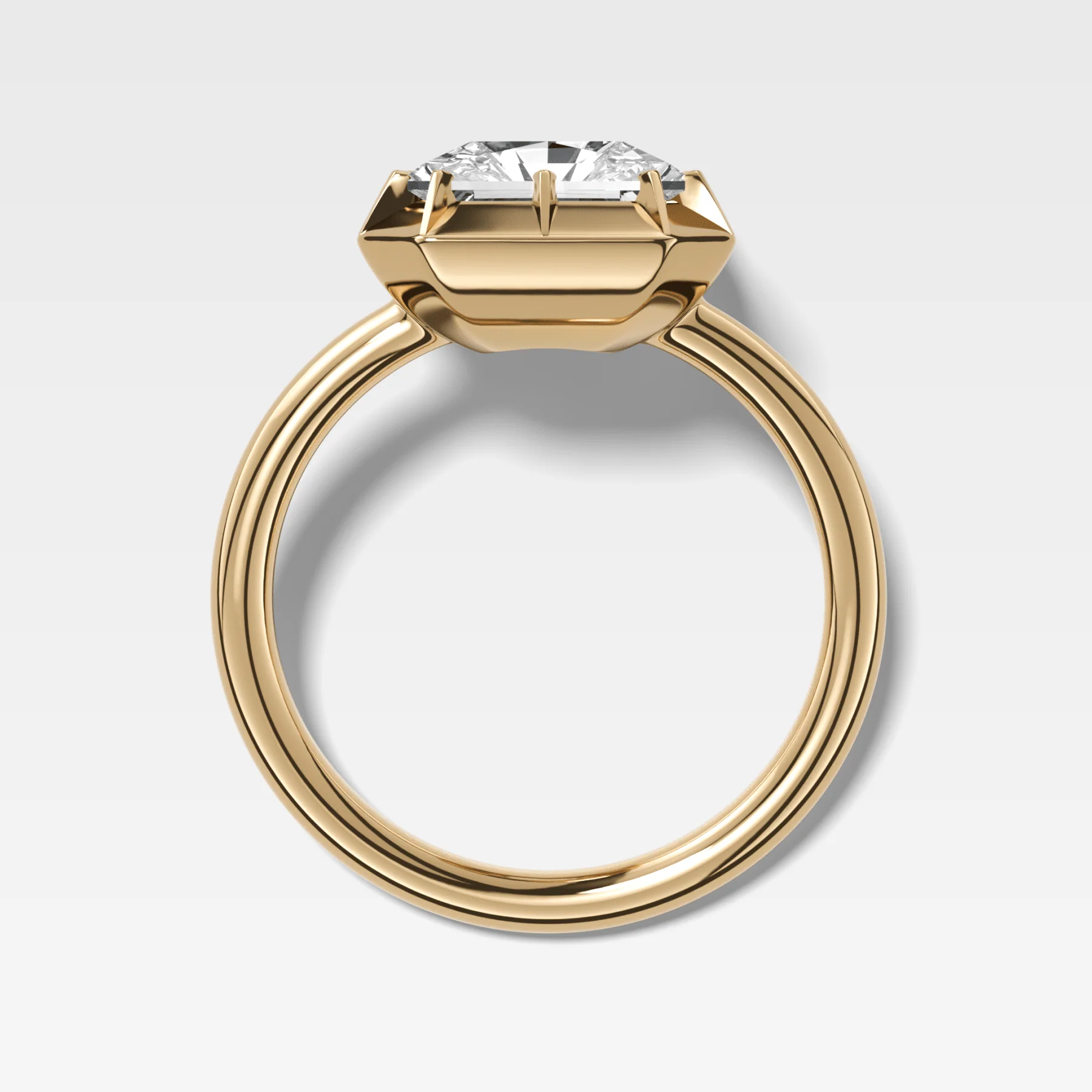 Button Back Solitaire Engagement Ring With a Square Radiant Cut Diamond - Image 2