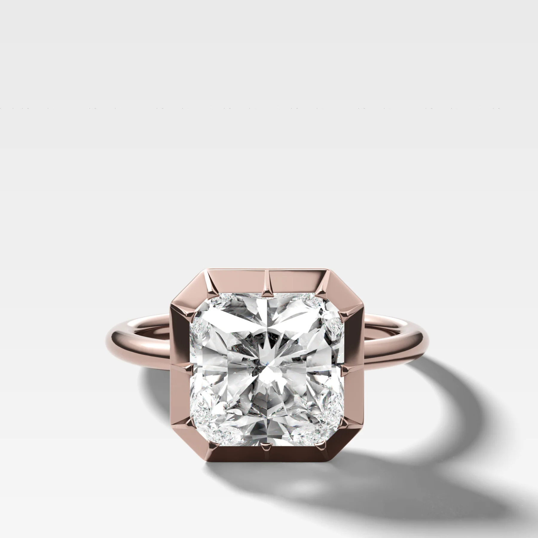 Button Back Solitaire Engagement Ring With a Square Radiant Cut Diamond - Image 4