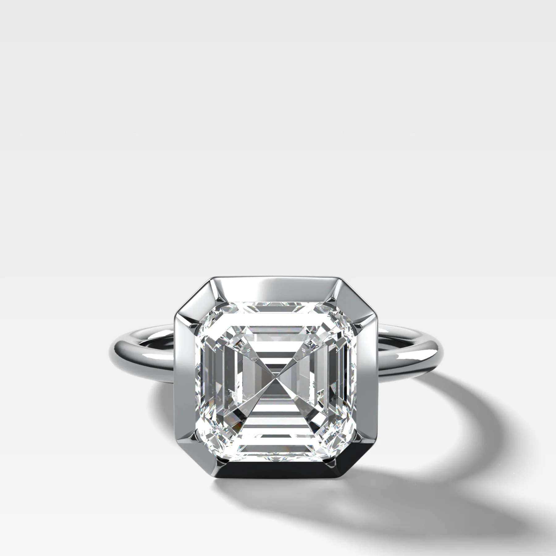 Button Back Solitaire Engagement Ring With an Asscher Cut Diamond - Image 4