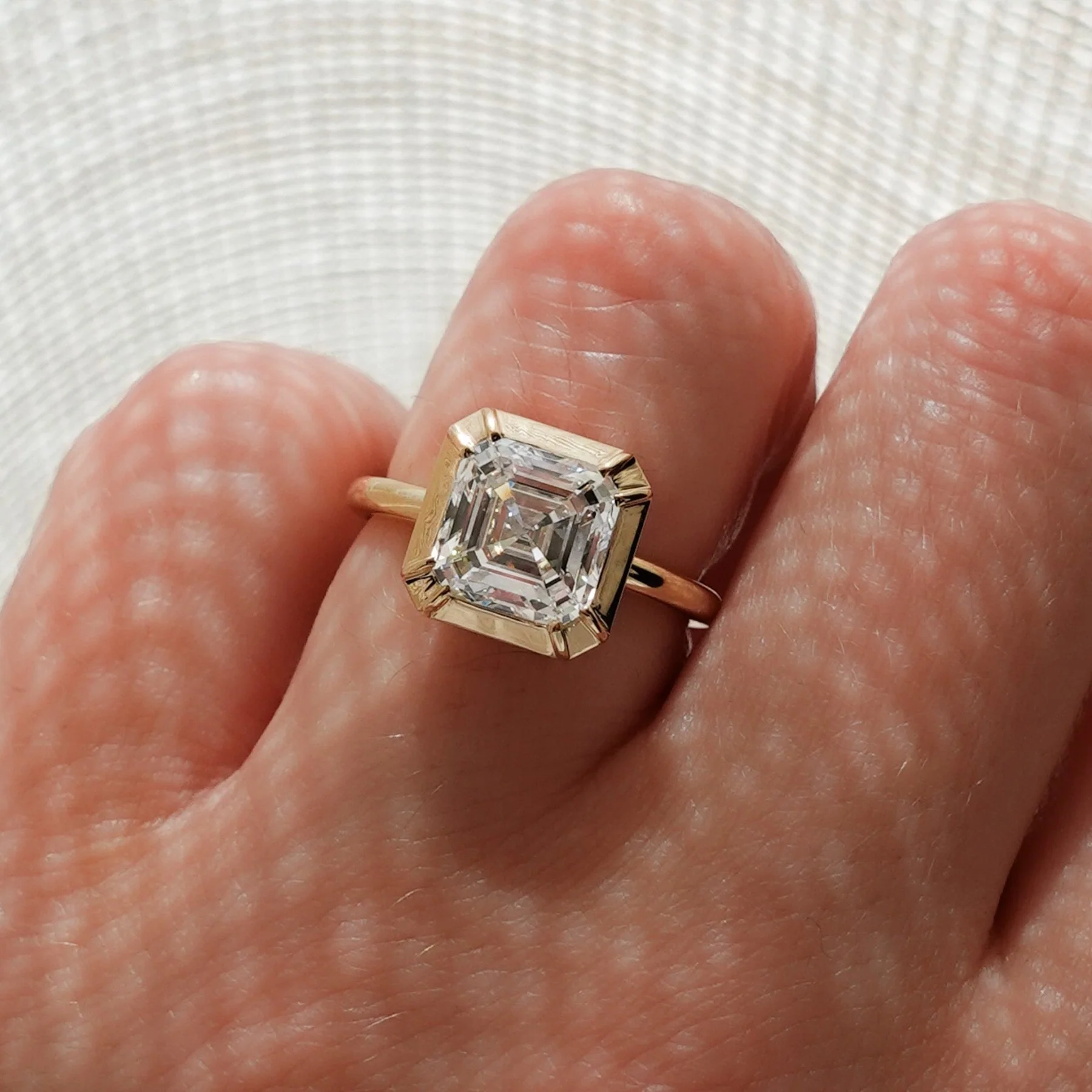 Button Back Solitaire Engagement Ring With an Asscher Cut Diamond - Image 6