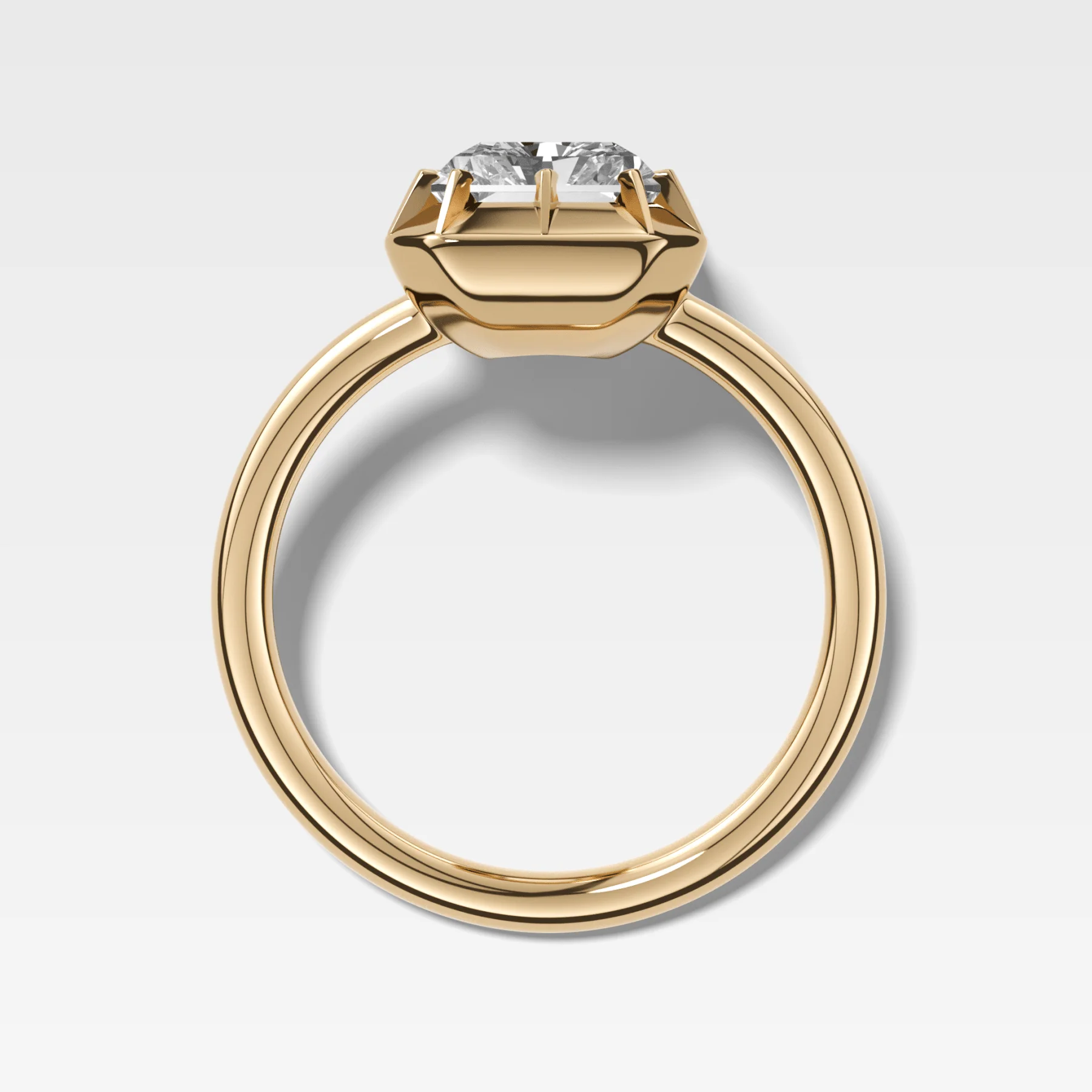 Button Back Solitaire Engagement Ring With an Elongated Radiant Cut Diamond - Image 2