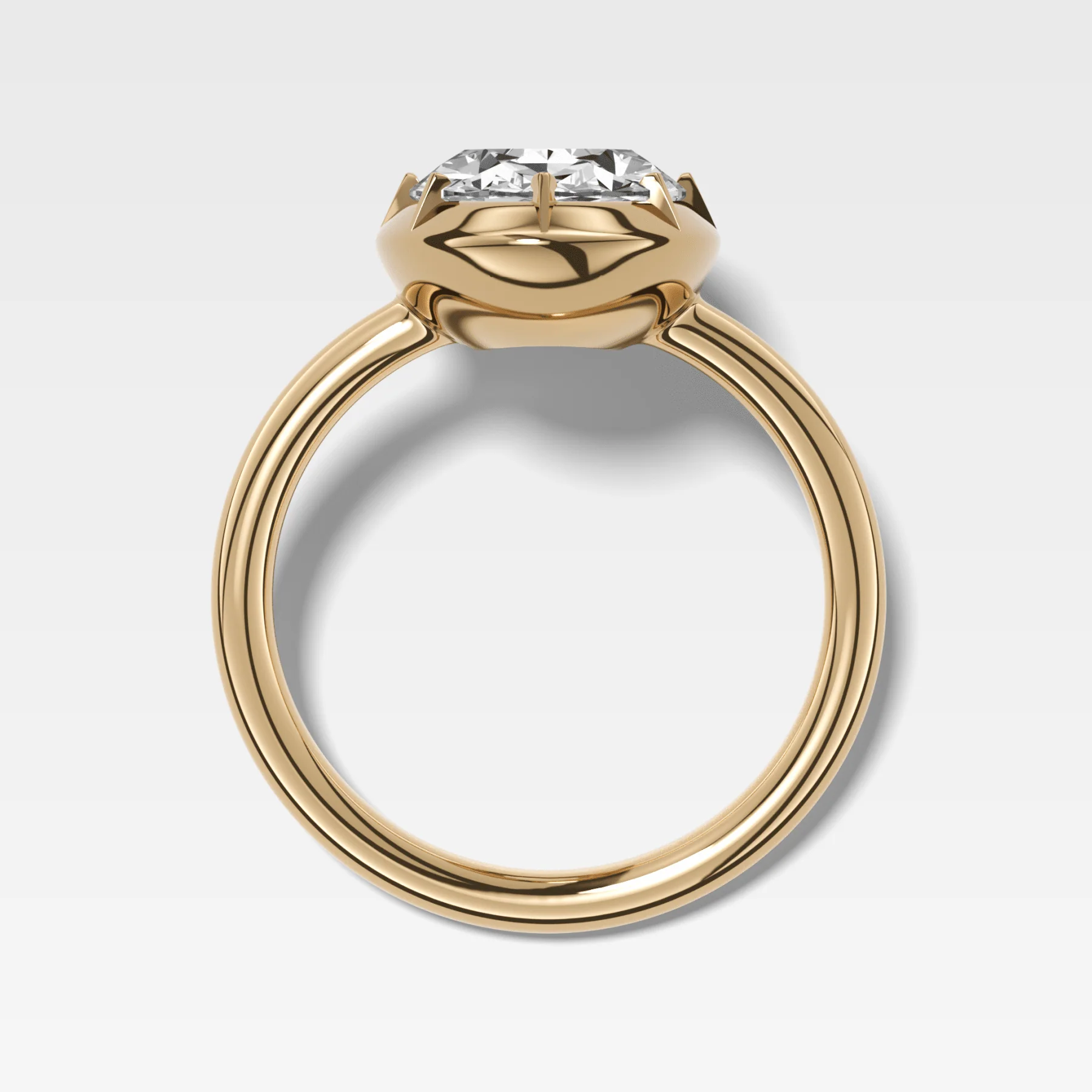 Button Back Solitaire Engagement Ring With an Oval Cut Diamond - Image 2