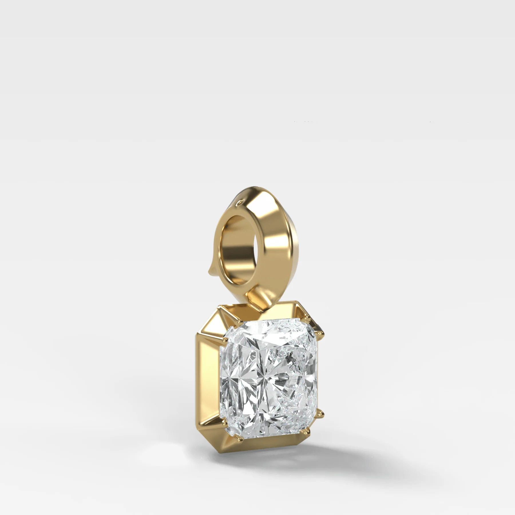 Button Back Radiant Attachable Diamond Pendant - Image 2