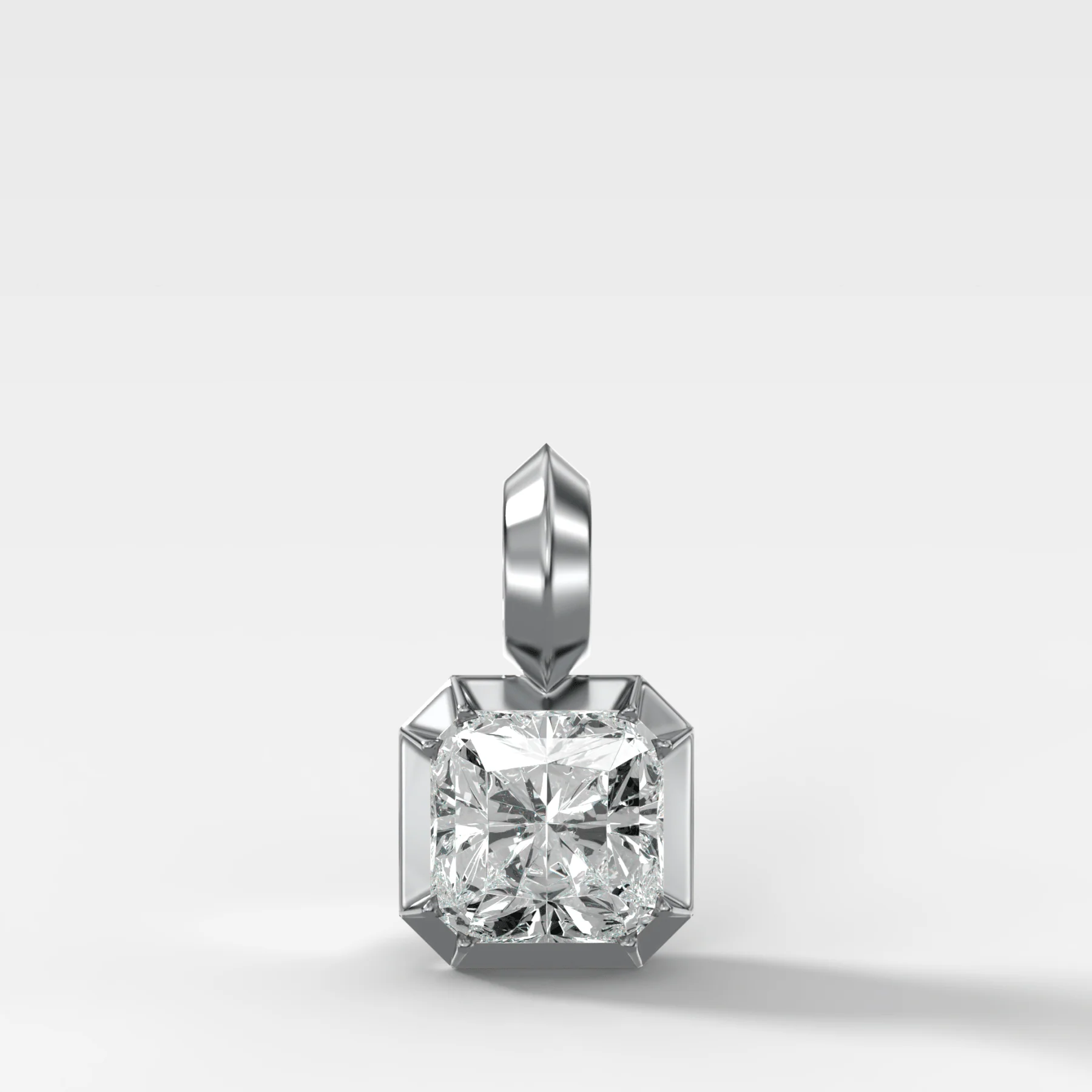 Button Back Radiant Attachable Diamond Pendant - Image 3