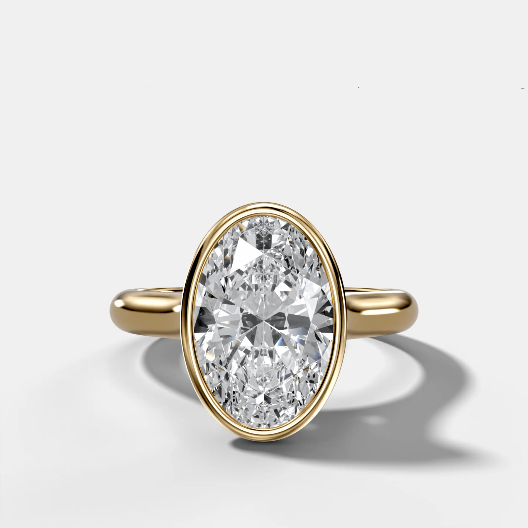 Cathedral Bezel Set Solitaire Engagement Ring with 2.54ct Lab Grown Oval Diamond