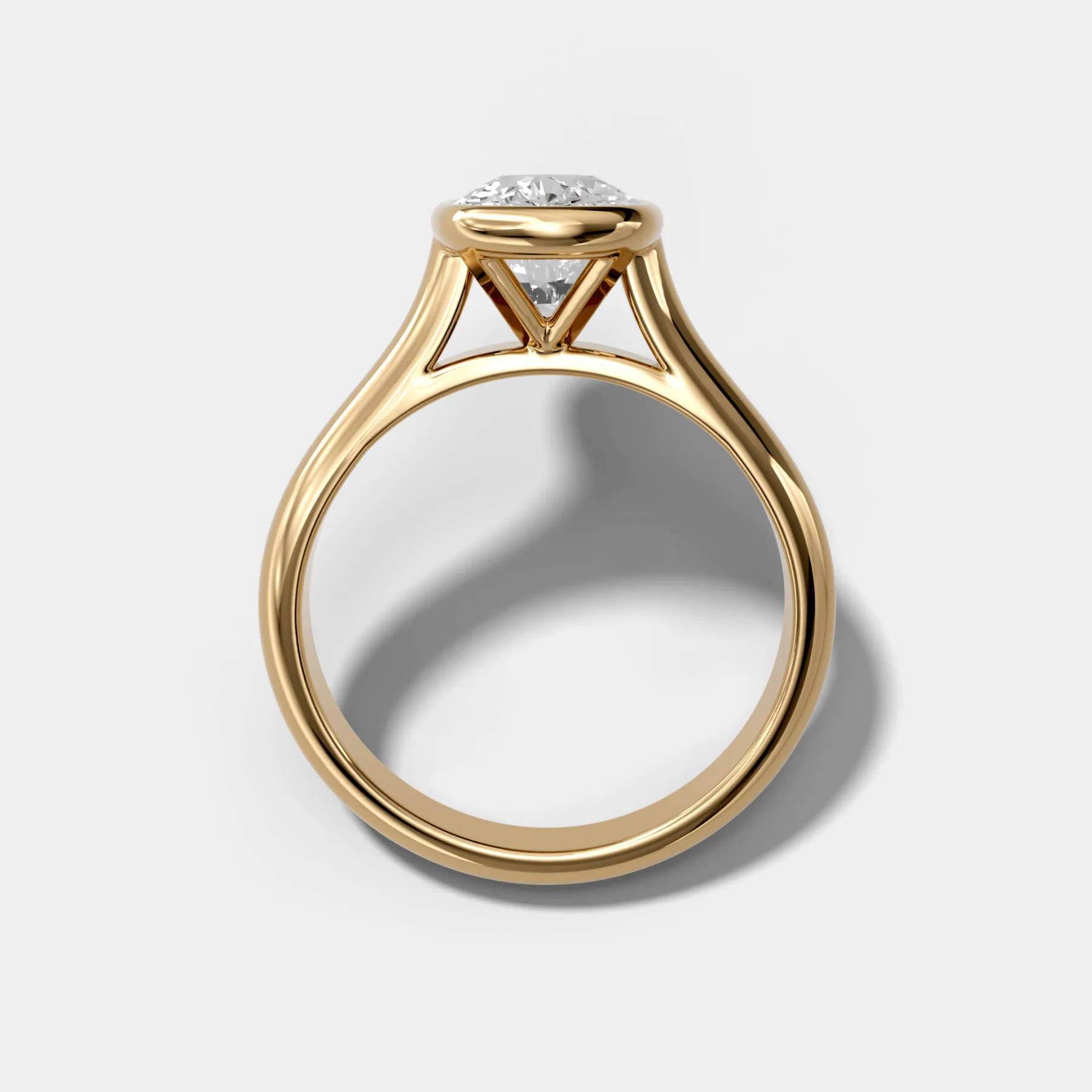 Cathedral Bezel Set Solitaire Engagement Ring With Elongated Cushion Diamond - Image 2