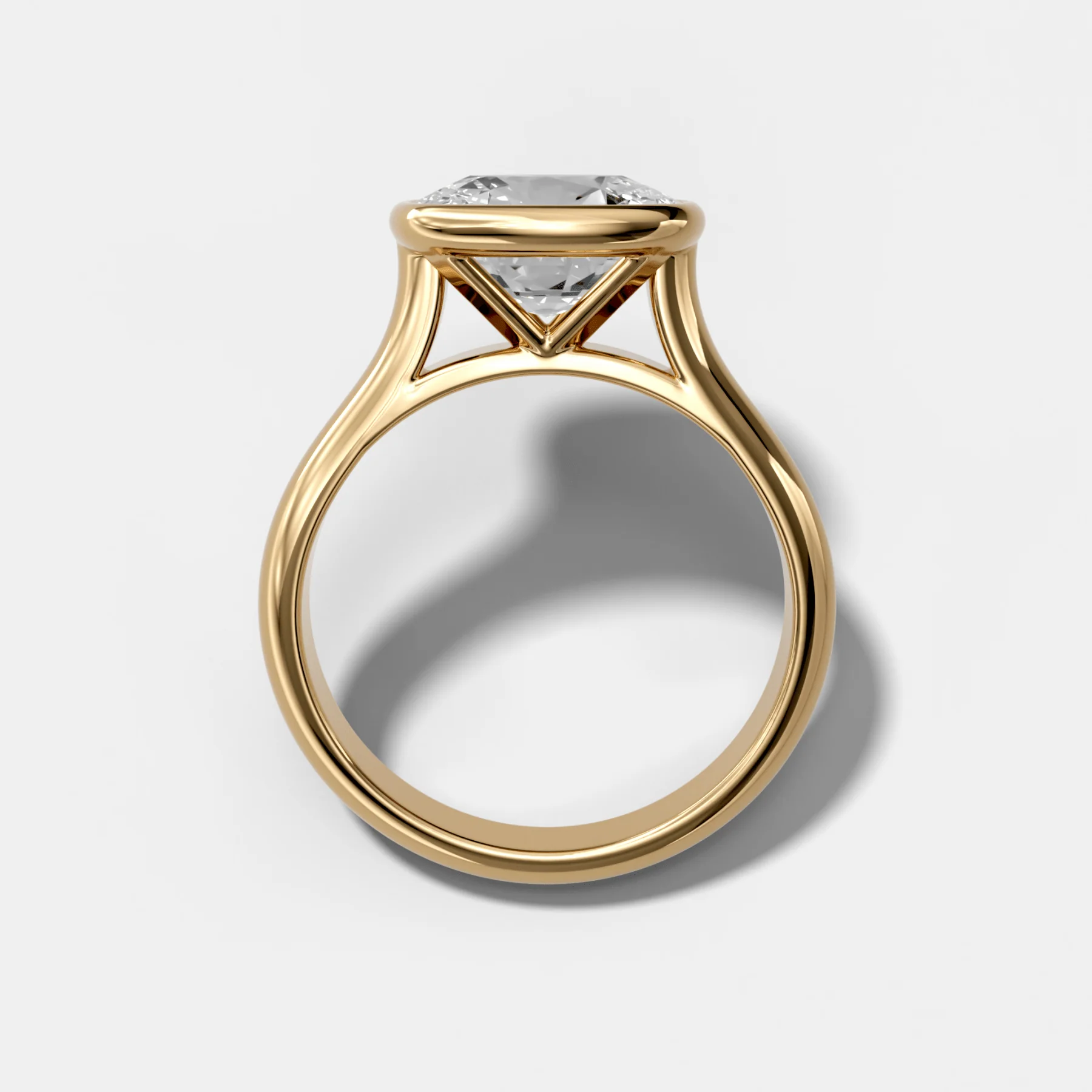 Cathedral Bezel Set Solitaire Engagement Ring With Elongated Cushion Diamond (East West) - Image 2