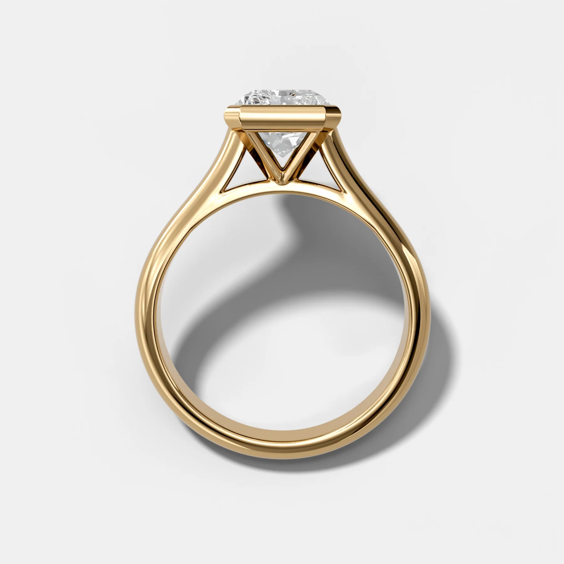 Cathedral Bezel Set Solitaire Engagement Ring With Elongated Radiant Diamond - Image 2