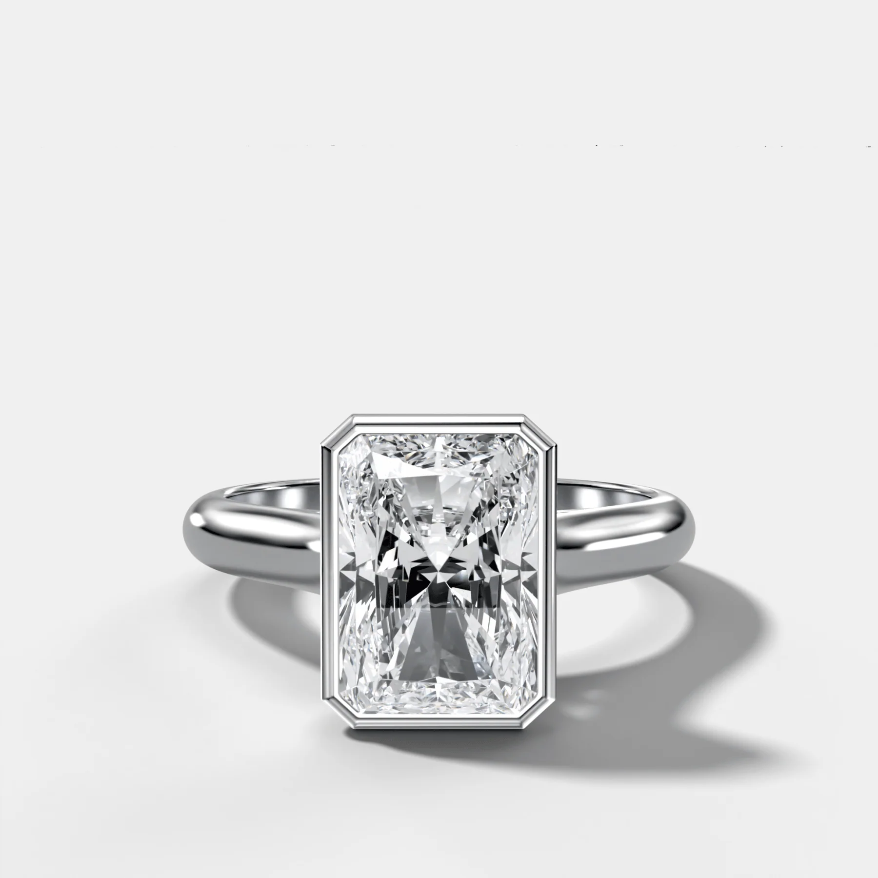 Cathedral Bezel Set Solitaire Engagement Ring With Elongated Radiant Diamond - Image 3