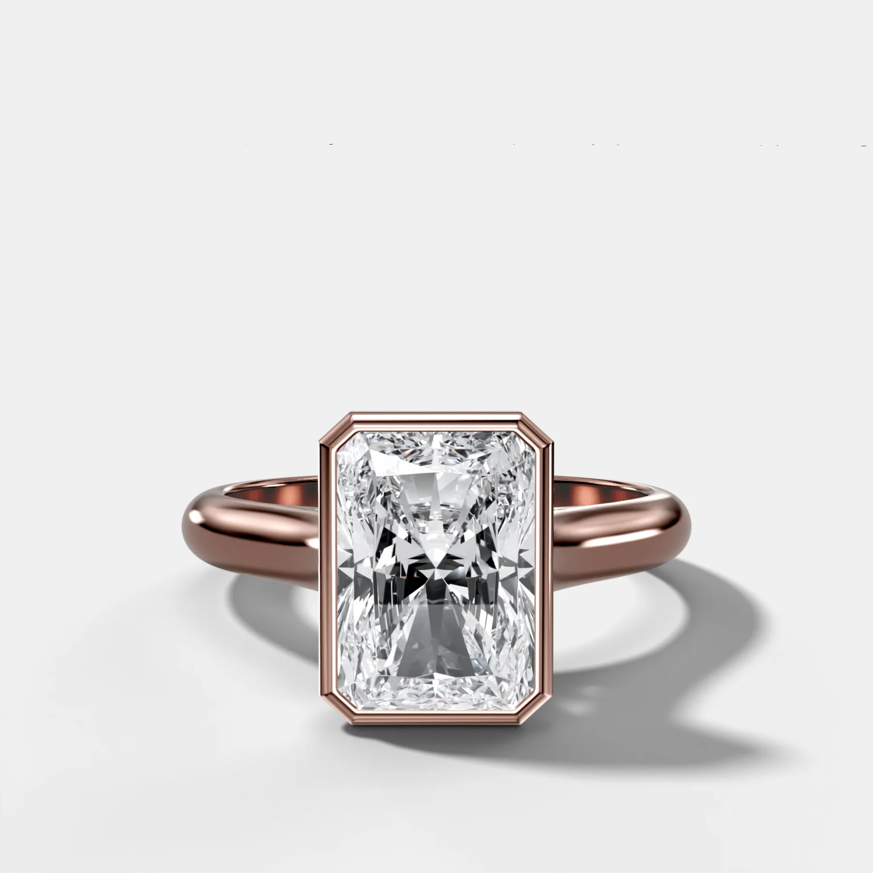 Cathedral Bezel Set Solitaire Engagement Ring With Elongated Radiant Diamond - Image 4