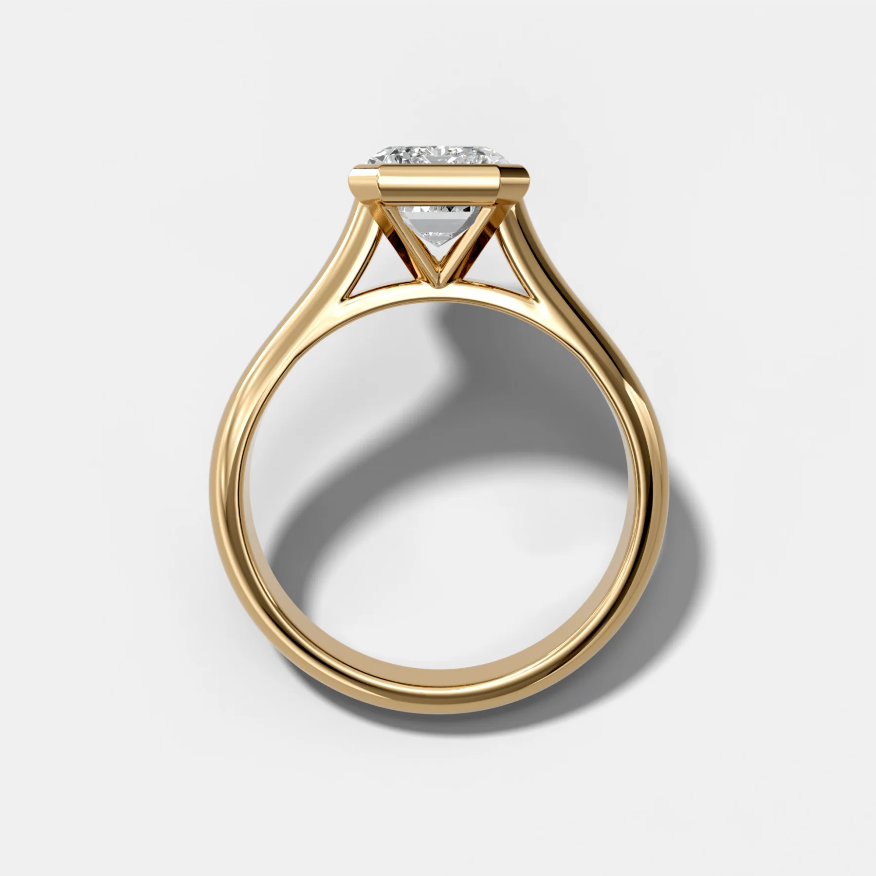 Cathedral Bezel Set Solitaire Engagement Ring With Emerald Diamond - Image 2