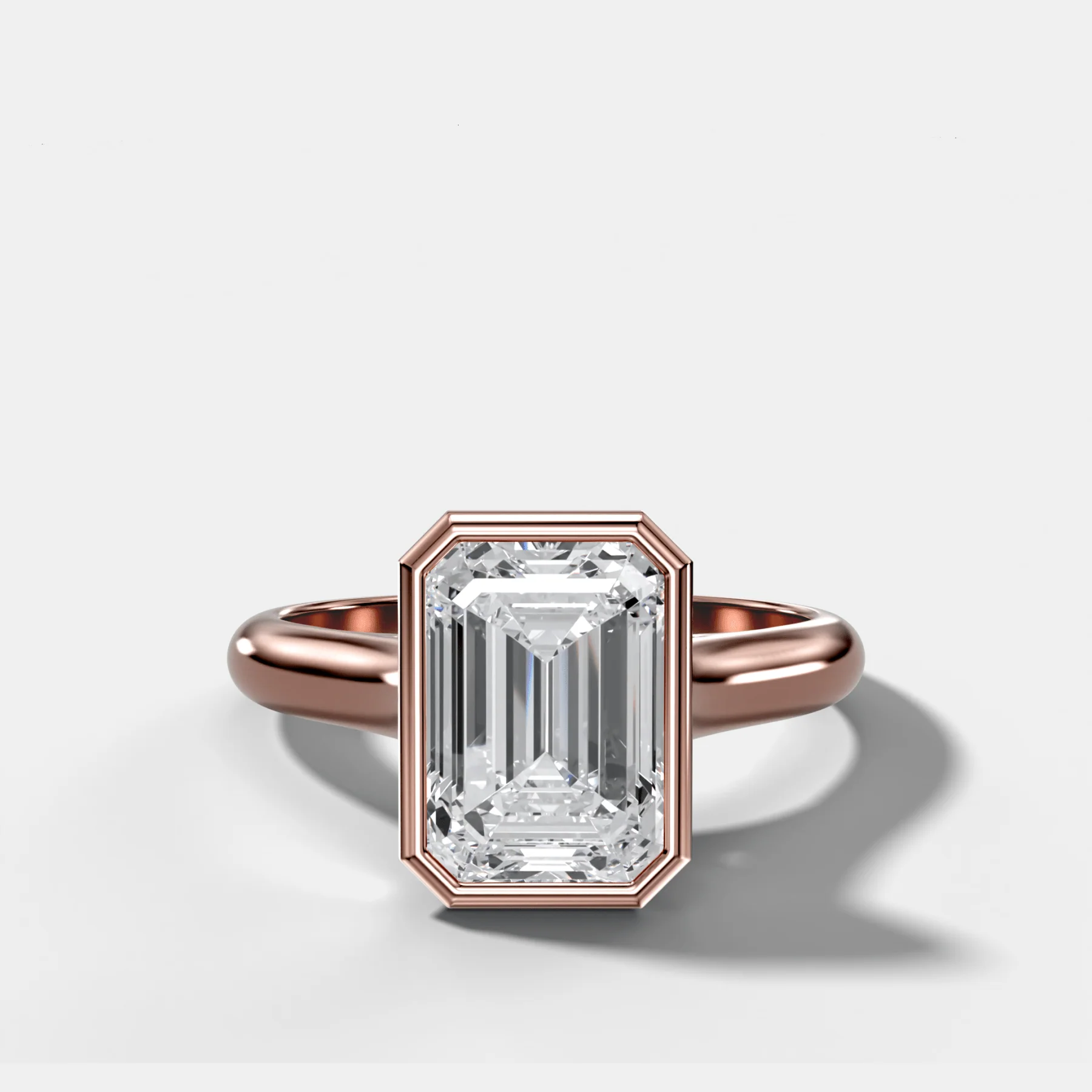 Cathedral Bezel Set Solitaire Engagement Ring With Emerald Diamond - Image 5
