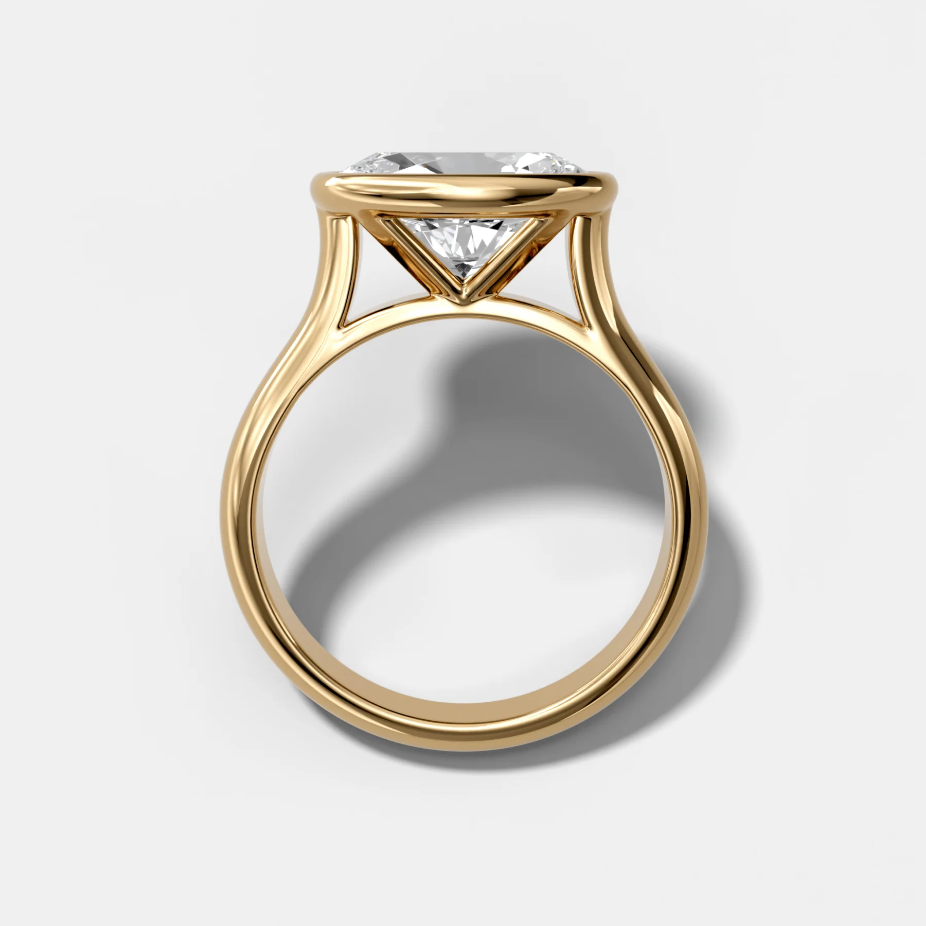 Cathedral Bezel Set Solitaire Engagement Ring With Oval Diamond (East West) - Image 2