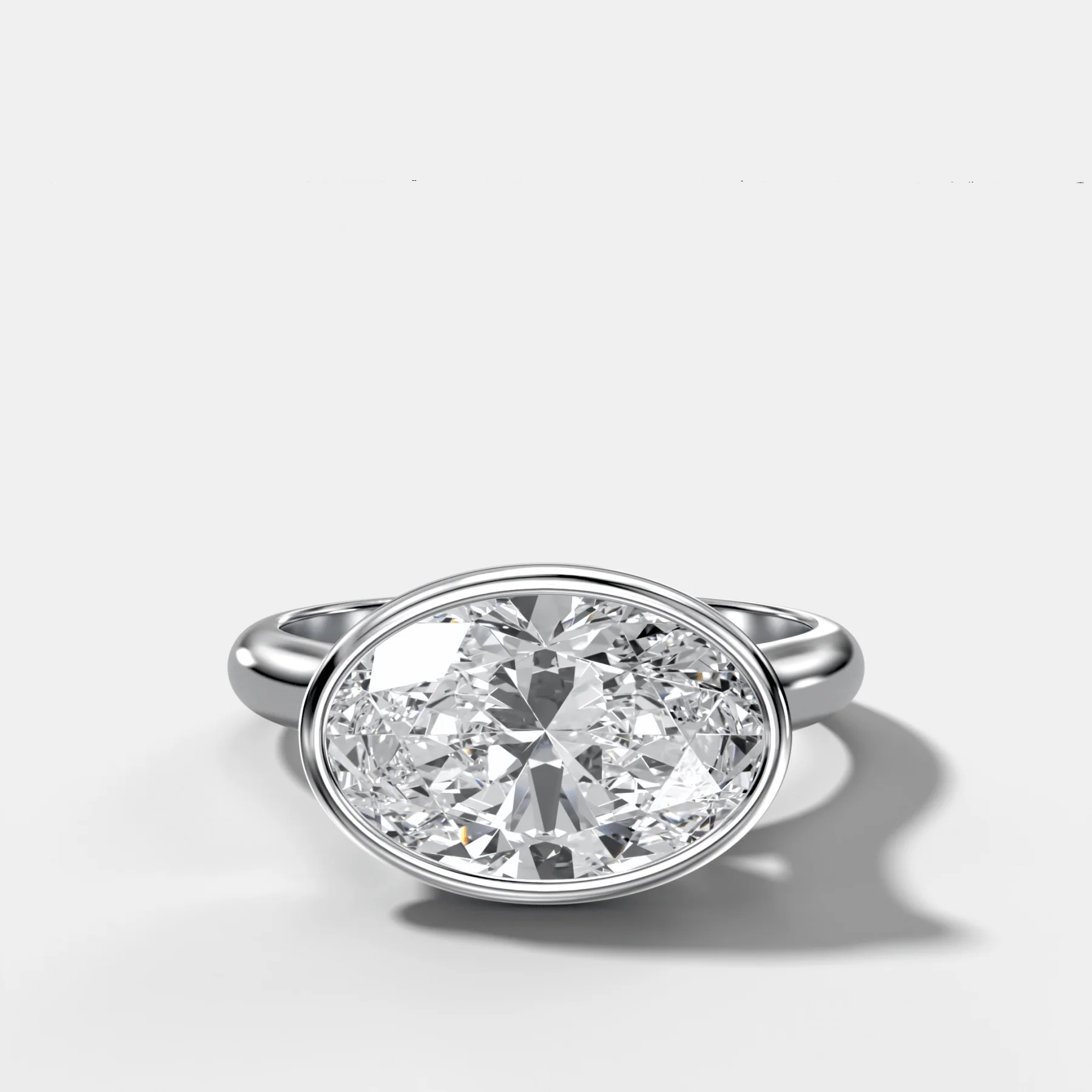 Cathedral Bezel Set Solitaire Engagement Ring With Oval Diamond (East West) - Image 3